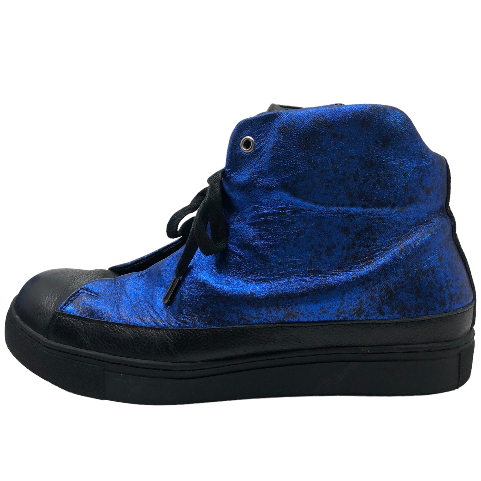 ISSEY MIYAKE MEN(イッセイミヤケメン) Lame coated leather high-cut sneakers ラメ コーティング ハイカット スニーカー ME51/56AJ004 5(28cm程度) ブラック×ブルー