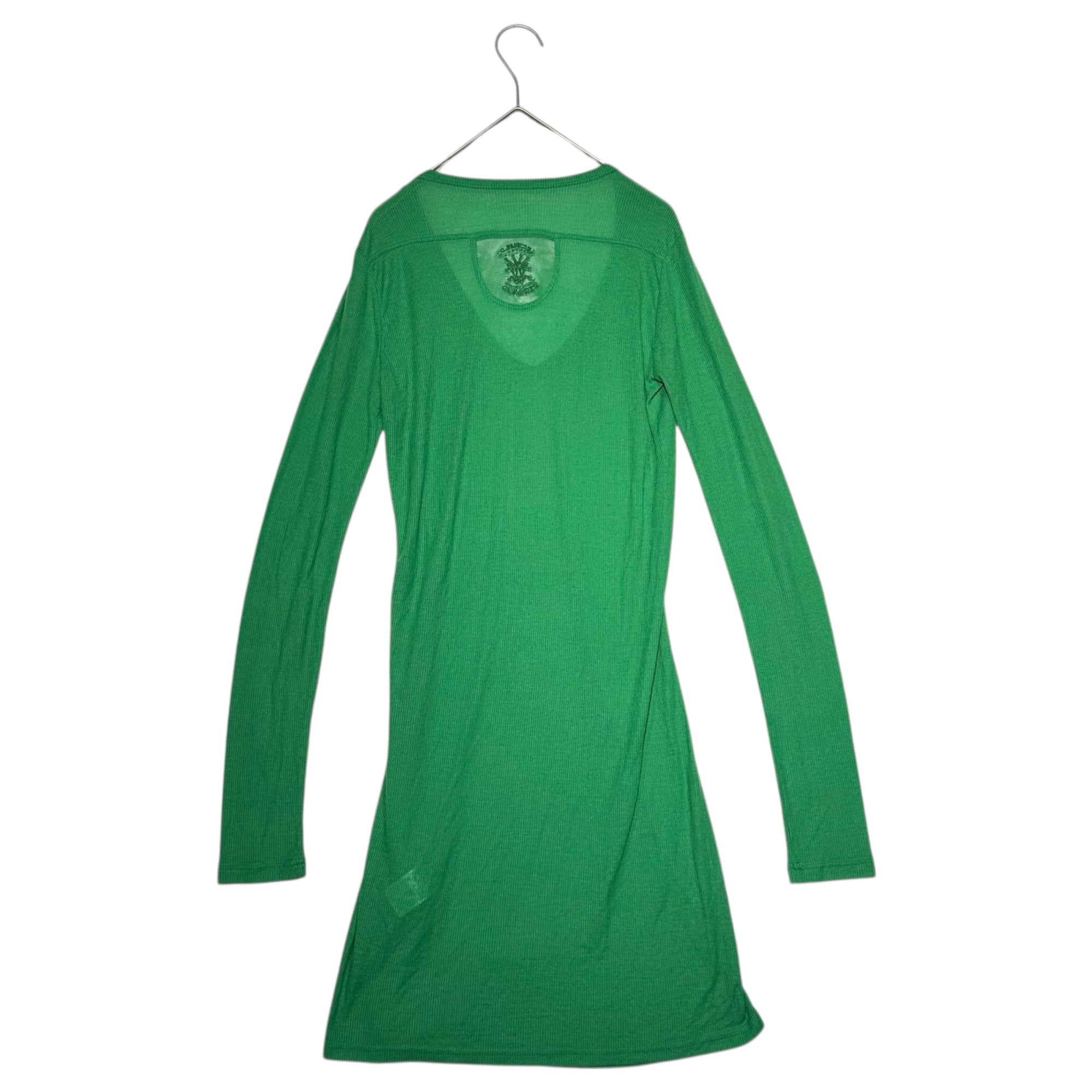 MARITHE FRANCOIS GIRBAUD(マリテフランソワジルボー) 00's V-neck Mesh Logo L/S T-Shirt Vネック メッシュ ロゴ ロング 長袖 カットソー F7-9628 S グリーン Y2K