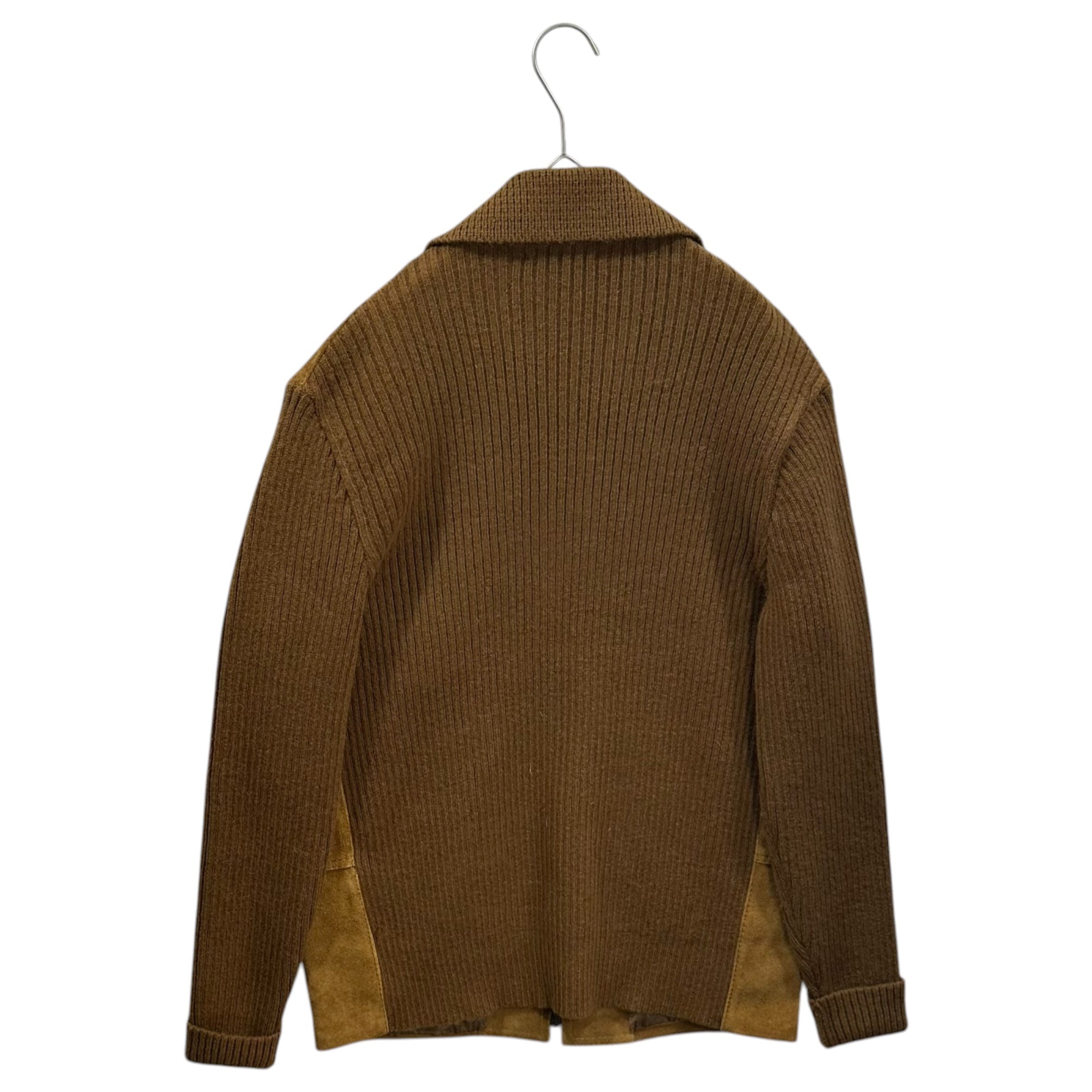 USED(ユーズド) Knit-Panel Suede Blouson ニット切替 スウェード ブルゾン 58 ブラウン スペイン製 古着
