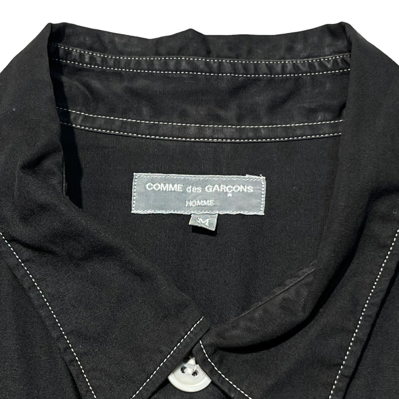 COMME des GARCONS HOMME(コムデギャルソンオム) 03AW white stitch shirt/ホワイトステッチシャツ HK-B076 SIZE M ブラック×ホワイト AD2003 川久保玲/渡辺 淳弥