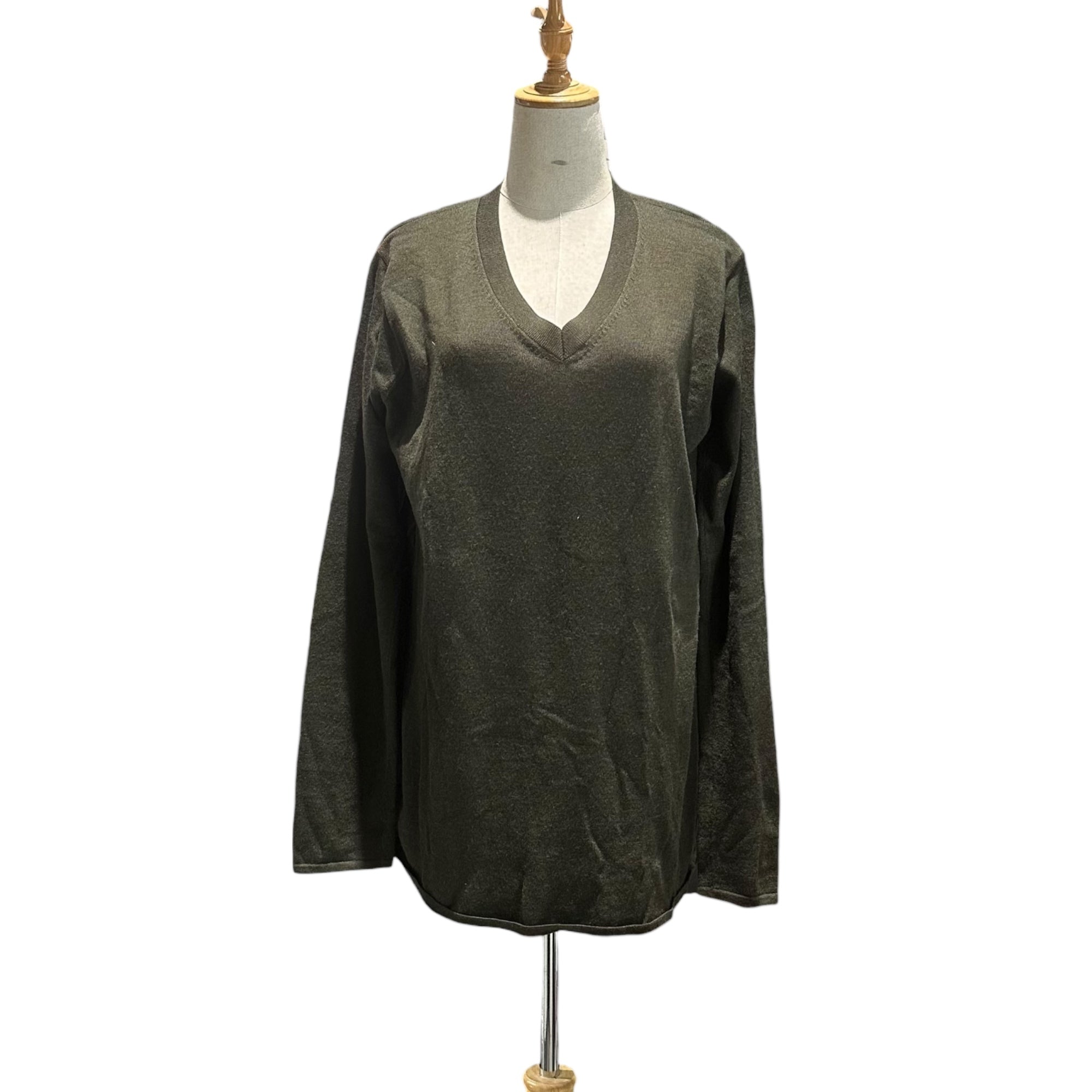 MM6 Maison Margiela(エムエムシックス) 15AW Back Slit V-Neck Low Gauge Knit バック スリット Vネック ローゲージ ニット S32CT0678 S15373 XL カーキ 男性着用可能サイズ