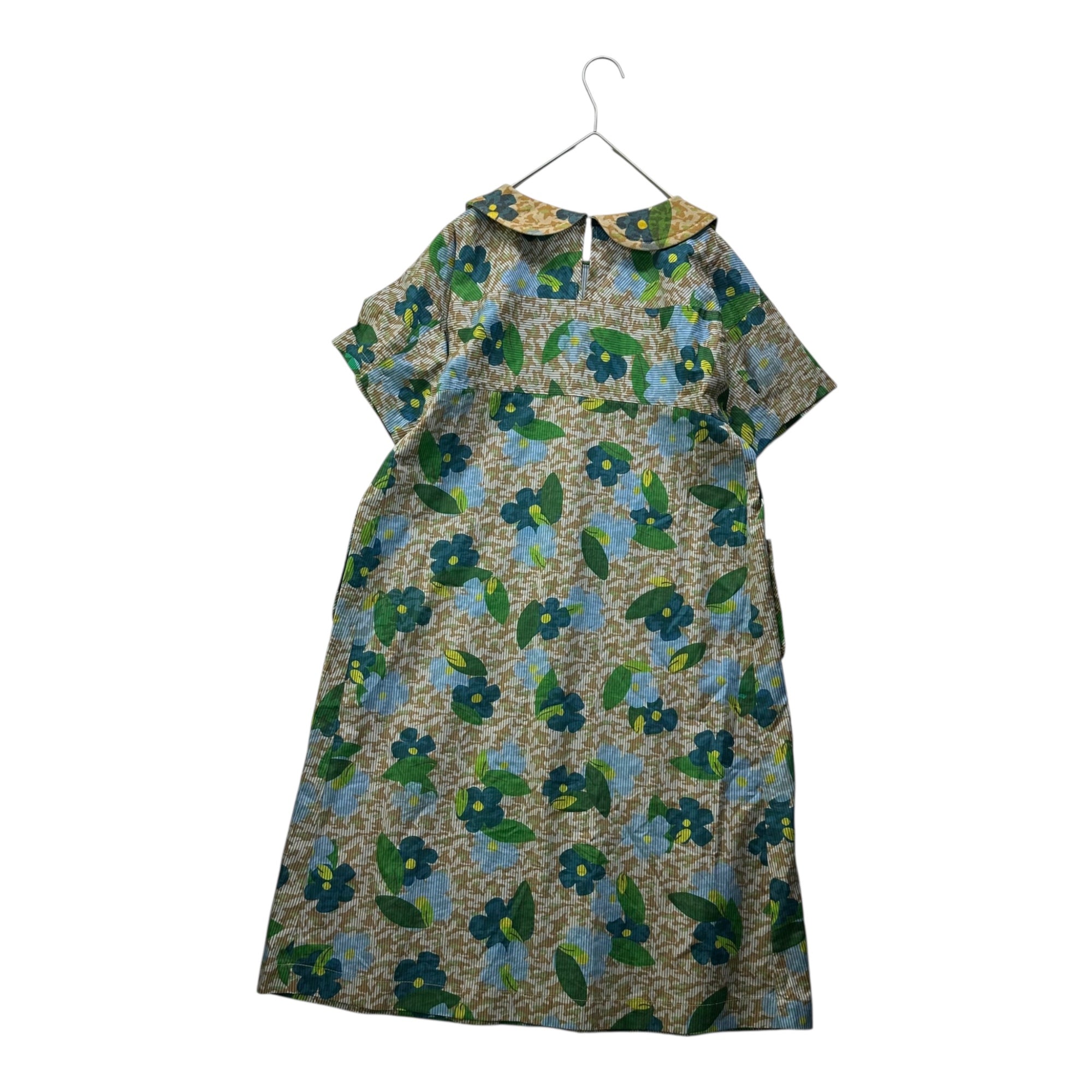 tricot COMME des GARCONS(トリココムデギャルソン) 13AW Botanical & Stripe Design S/S Dress ボタニカル & ストライプ デザイン 半袖 ワンピース TL-O012 M ブルー×グリーン×ブラウン AD2013