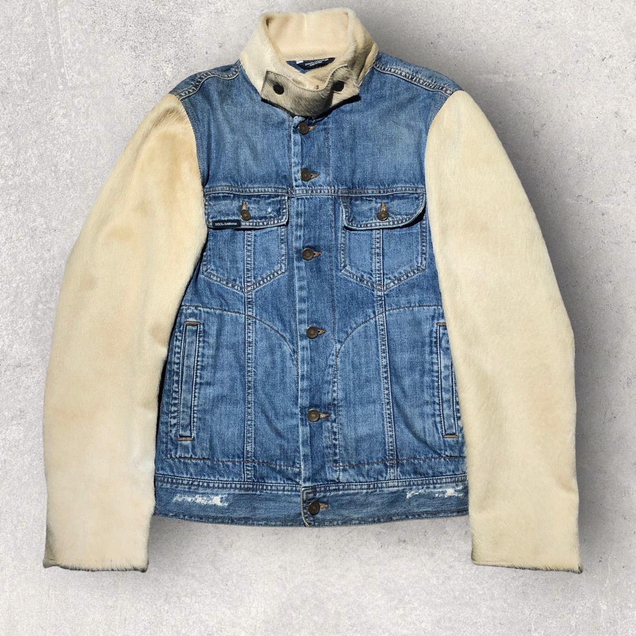 Dolce & Gabbana(ドルチェ&ガッバーナ) 90'sハラコ切替デニムジャケット G8007 46(M程度) ブルー