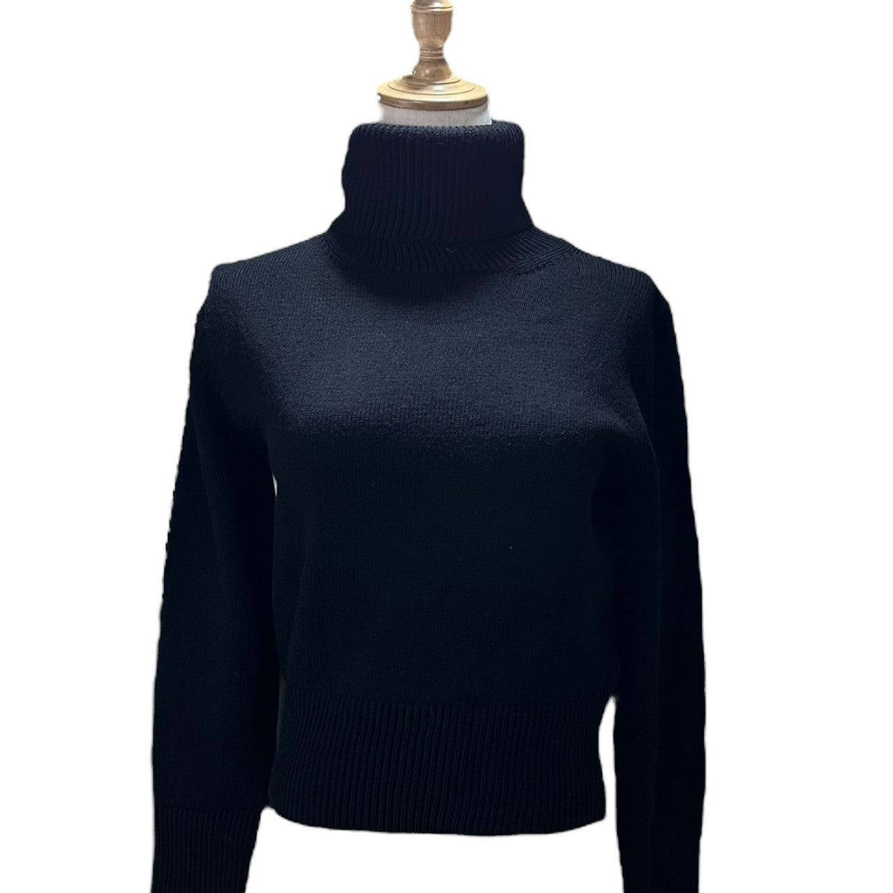 cruciani(クルチアーニ) Turtleneck Short Length Wool Knit タートルネック ショート丈 ウール ニット 42(L程度) ブラック イタリア製