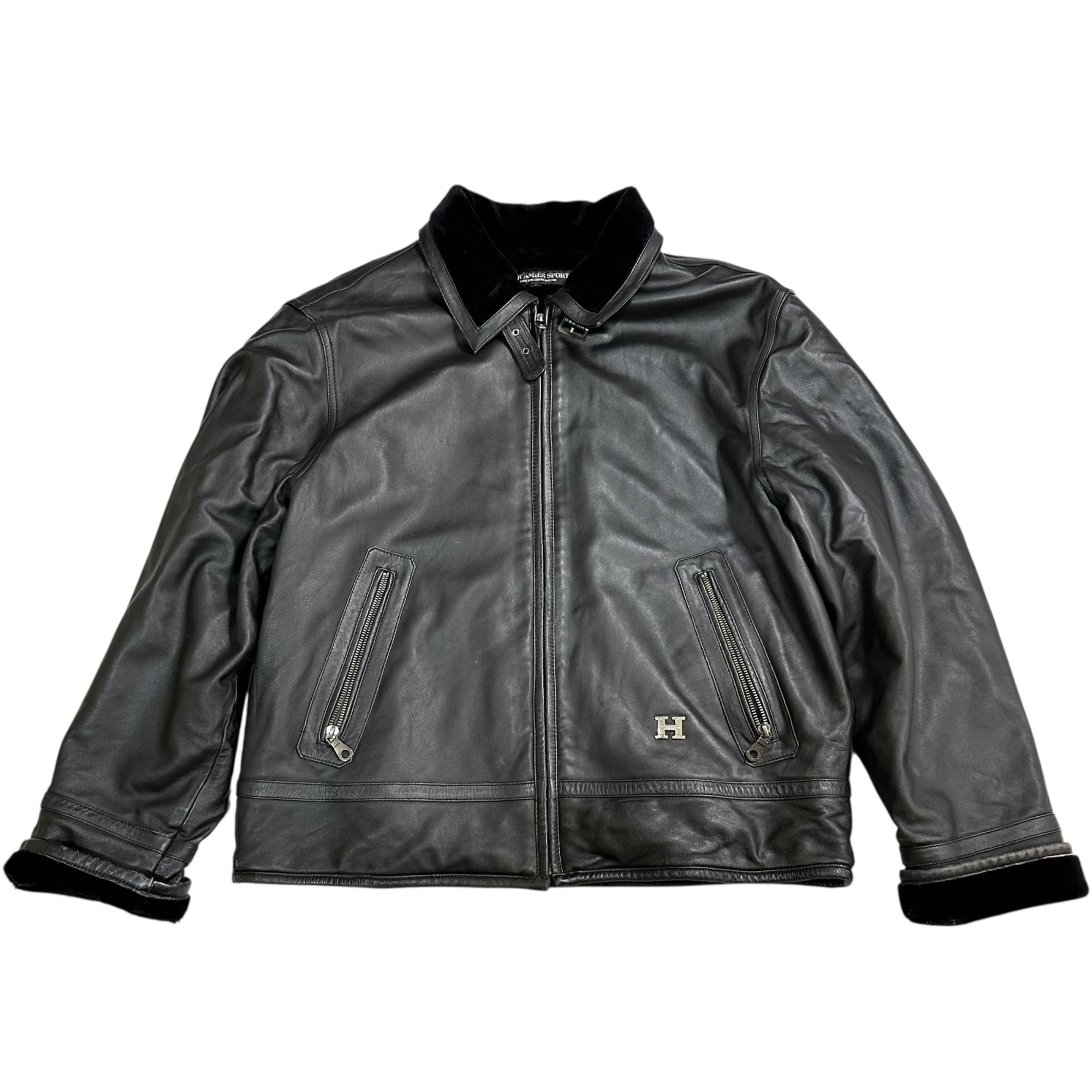 HARDY AMIES SPORT(ハーディエイミススポーツ) 90's lamb leather jacket with boa lining 90年代 裏ボア ラムレザー ジャケット L ブラック