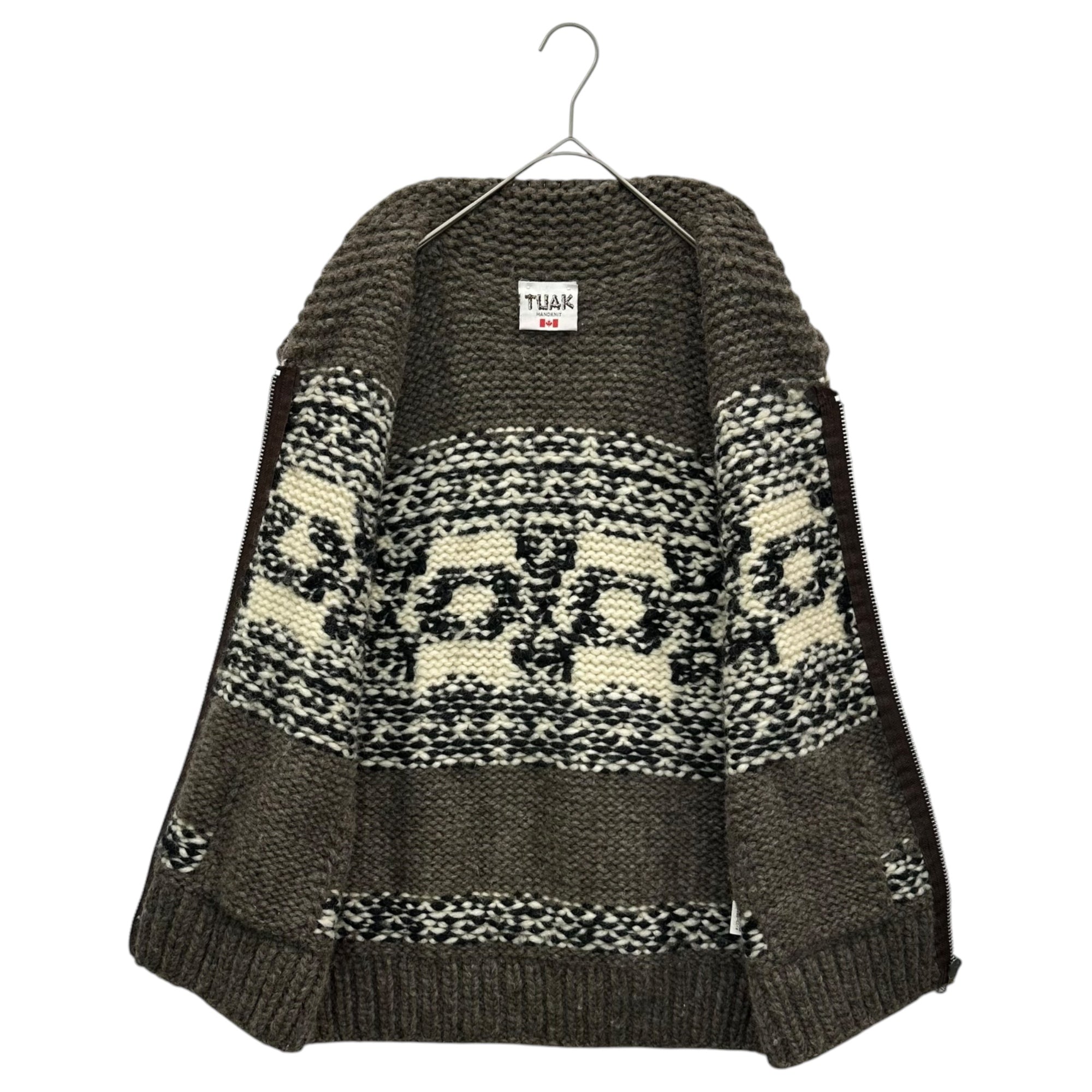 TUAK(トゥアック) Loose-knit Cowichan Knit Vest ローゲージ カウチン ニット ベスト 表記無(XL程度) ブラウン×アイボリー カナダ製