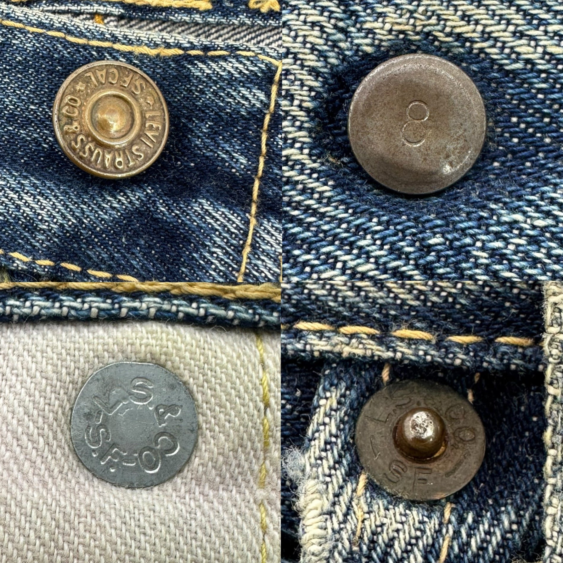 Levi's(リーバイス) 60's~70's 505 BIG E VINTAGE DENIM ヴィンテージ デニム パンツ 実寸90cm程度(W35程度) インディゴ 60年代~70年代 SCOVILL ZIP 裏刻印8 セルビッチ