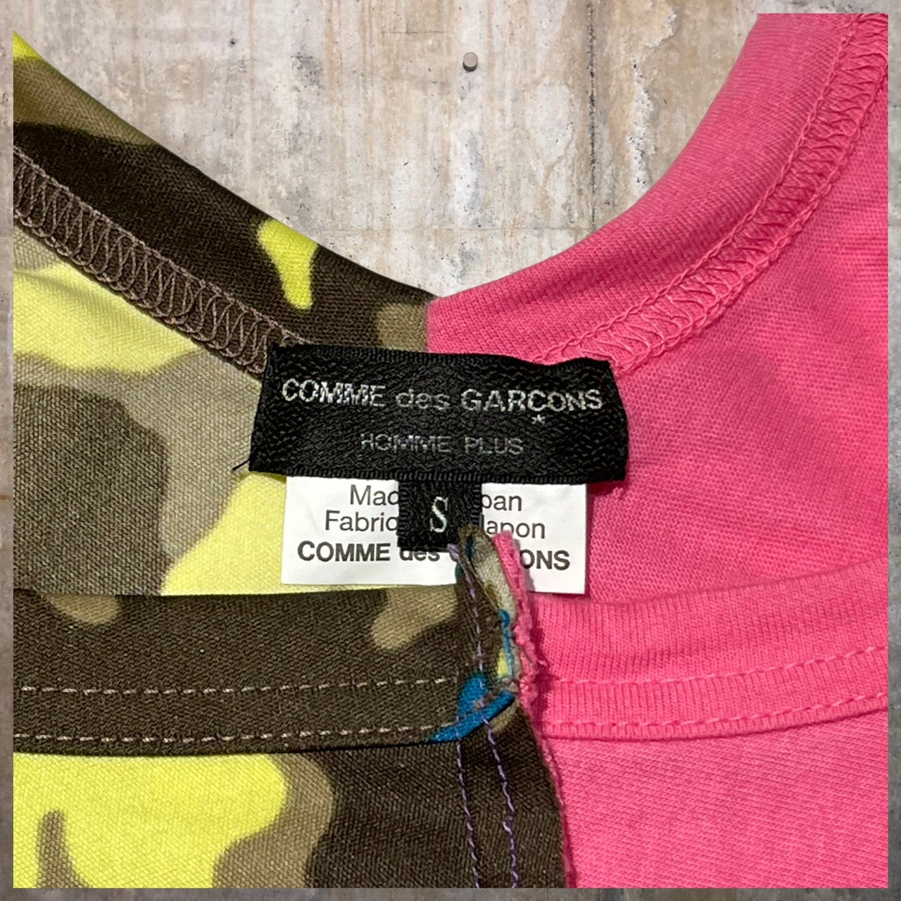 COMME des GARCONS HOMME PLUS(コムデギャルソンオムプリュス) 19SSドッキングカットソー PC-T032 S ピンク×パープル AD2018 コレクションランウェイ着用モデル