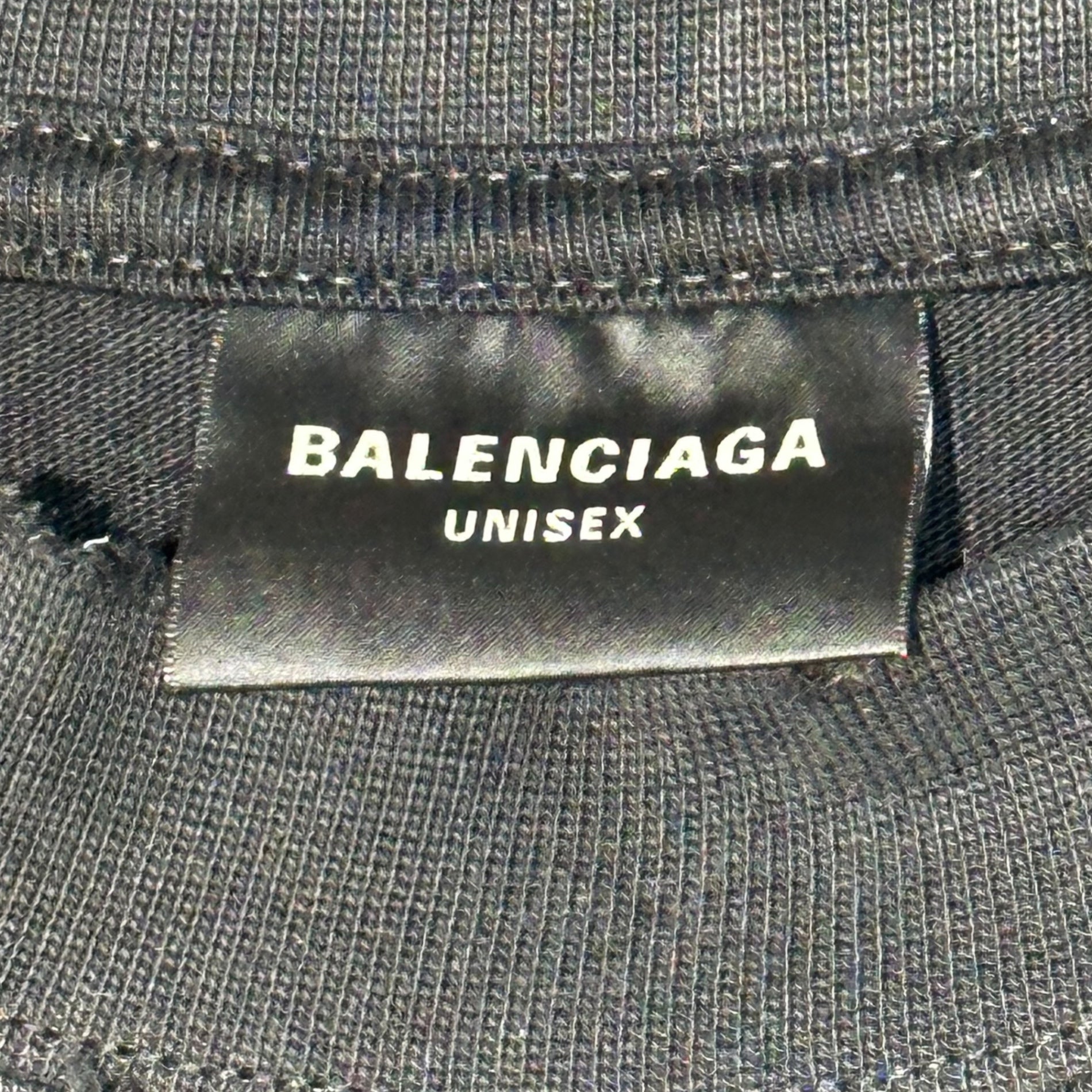 BALENCIAGA(バレンシアガ) 23SS Paris Moon Upside Down デストロイ加工 プリント オーバー サイズ Tシャツ 698811 T0VT3 2 ブラック