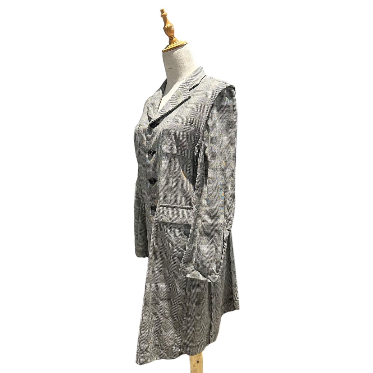 robe de chambre COMME des GARCONS(ローブドシャンブルコムデギャルソン) 1999SS Wool and Nylon Glen Check Half Coat ウール ナイロン グレンチェック ハーフ コート RJ-100040 FREE ブラック×アイボリー AD1998 90s アーカイブ