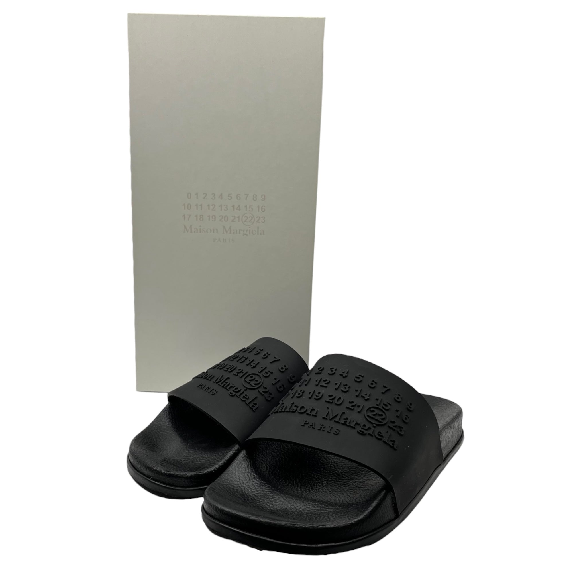 MAISON MARGIELA(メゾンマルジェラ) 20SS Calendar logo slide sandals カレンダーロゴ スライド  サンダル S57WX0024 40(25.5~26cm程度) ブラック シャワー ラバー レザー