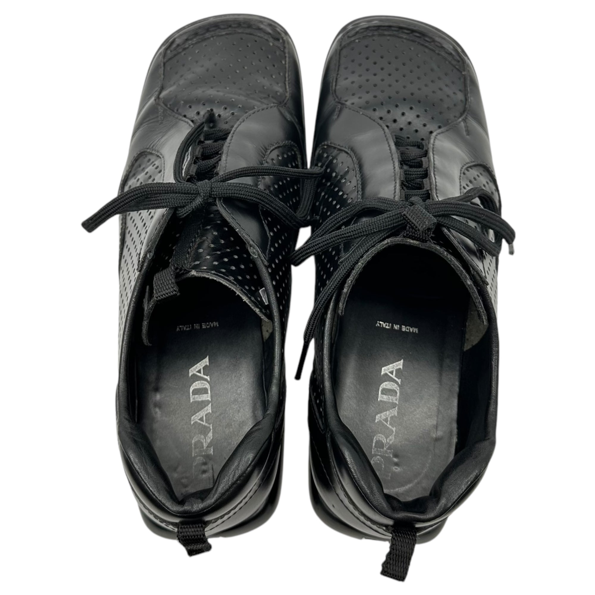 PRADA(プラダ) 00's Perforated leather square toe shoes パンチング レザー スクエア トゥ シューズ 7 1/2(26.5cm程度) ブラック スニーカー