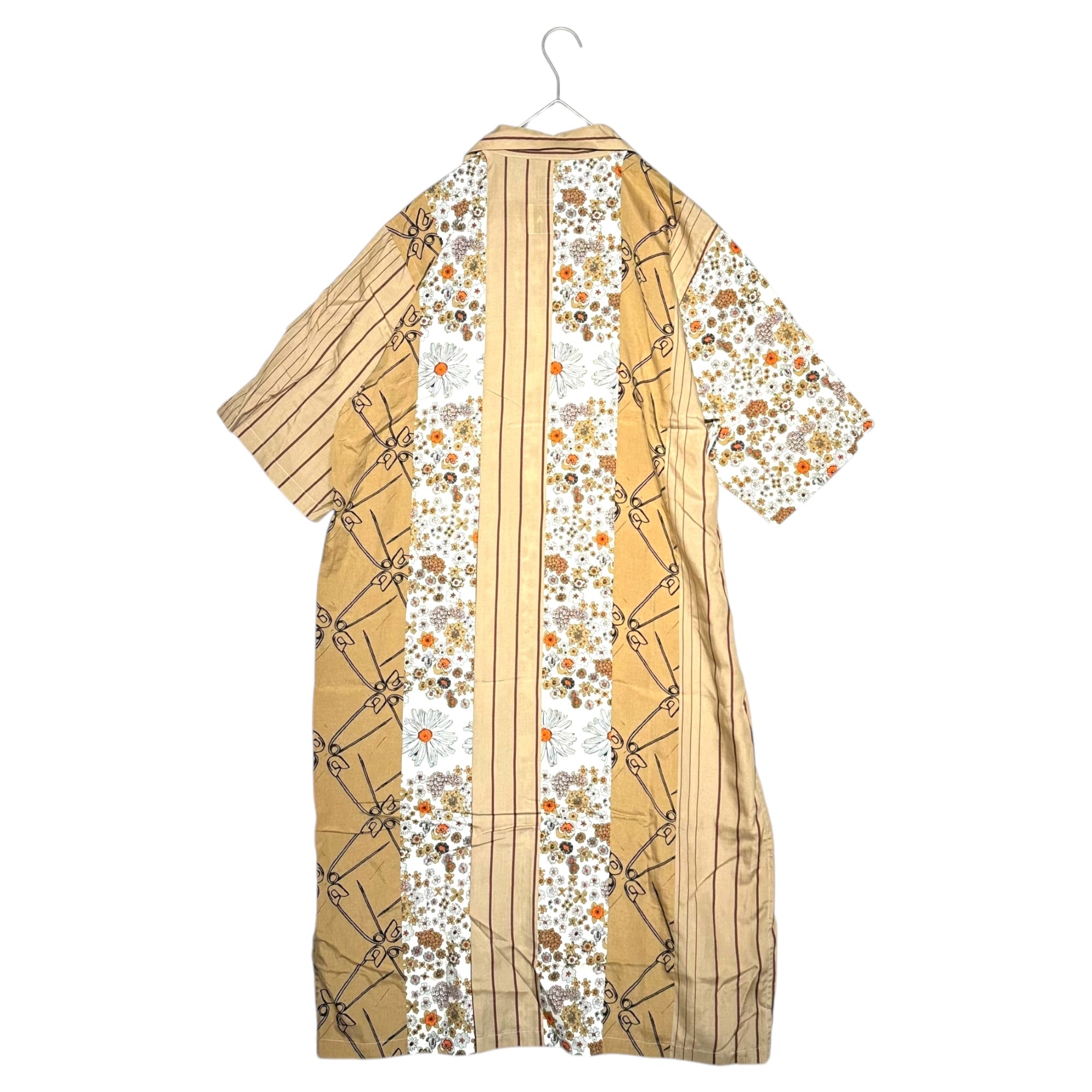 NEEDLES×NOMA(ニードルズ×ノマ) 22SS Cabana Shirt dress Patchwork カバナ シャツ ワンピース パッチワーク N33-NNDR01 2 ブラウン×ホワイト 総柄 半袖 ロング