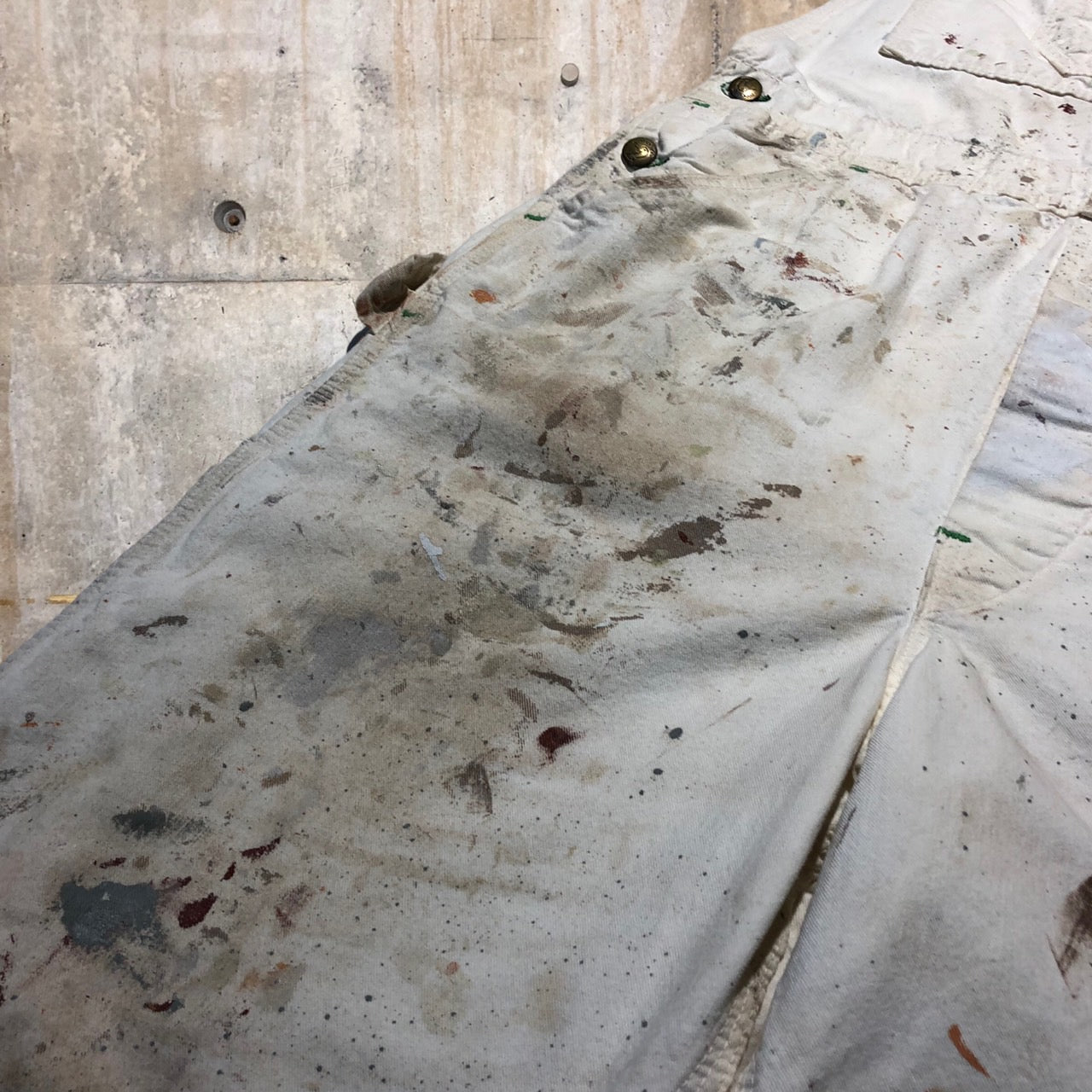 DUCK HEAD(ダックヘッド) 70'sヴィンテージペンキオーバーオール 表記なし(Mサイズ程度) ホワイト