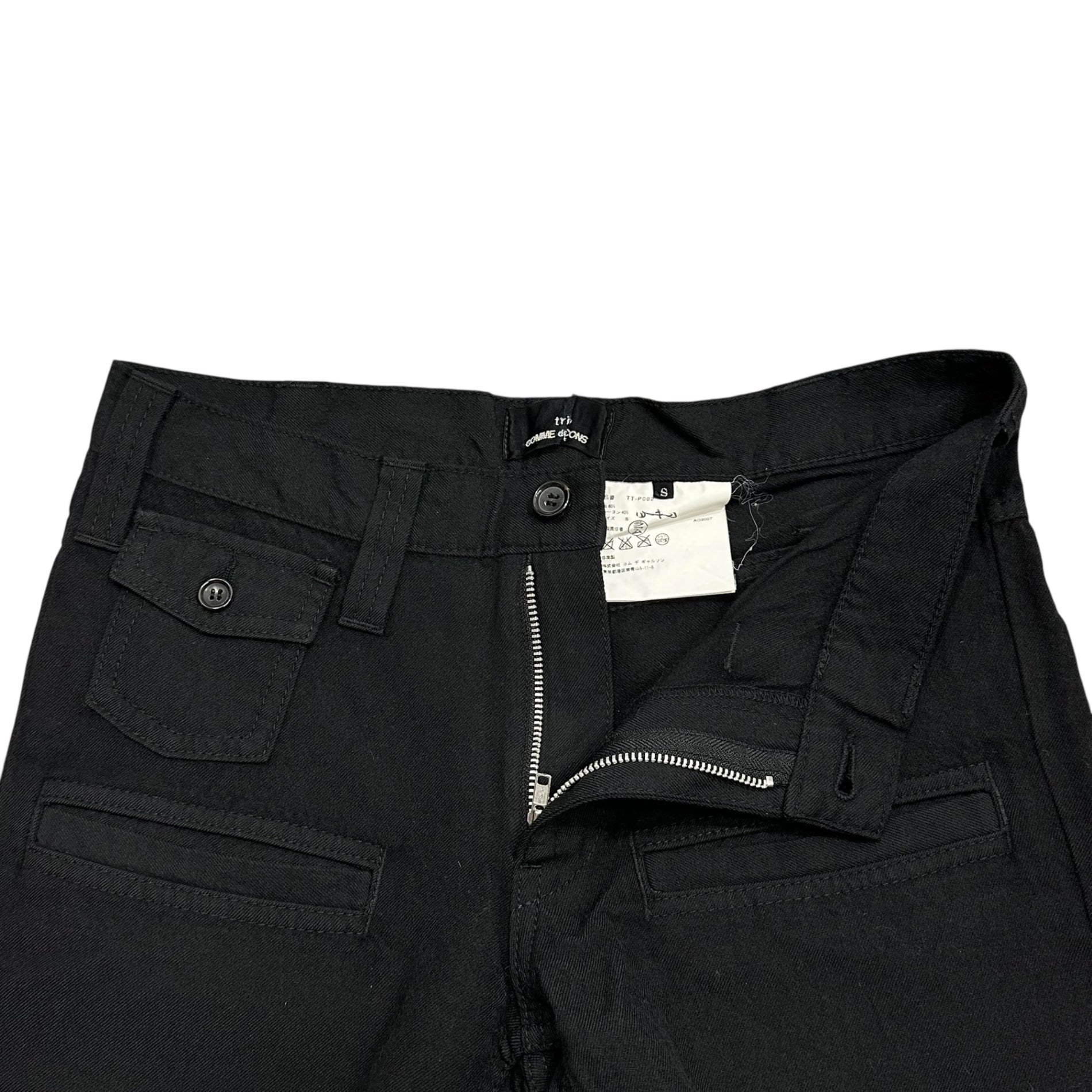tricot COMME des GARCONS(トリココムデギャルソン) 07AW Wool straight-leg slacks with wrinkle finish ウール ストレート スラックス パンツ シワ加工 TT-P002 S ブラック AD2007