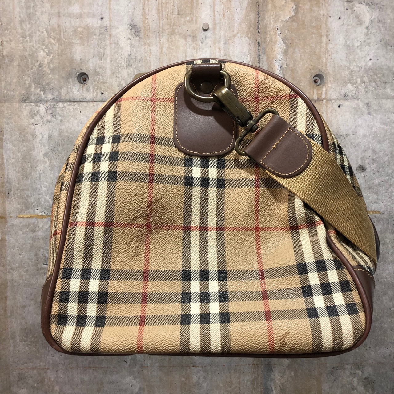 Burberrys(バーバリーズ) ロゴノヴァチェックボストンバッグ/旅行鞄/ショルダーストラップ付 ベージュ×ブラウン