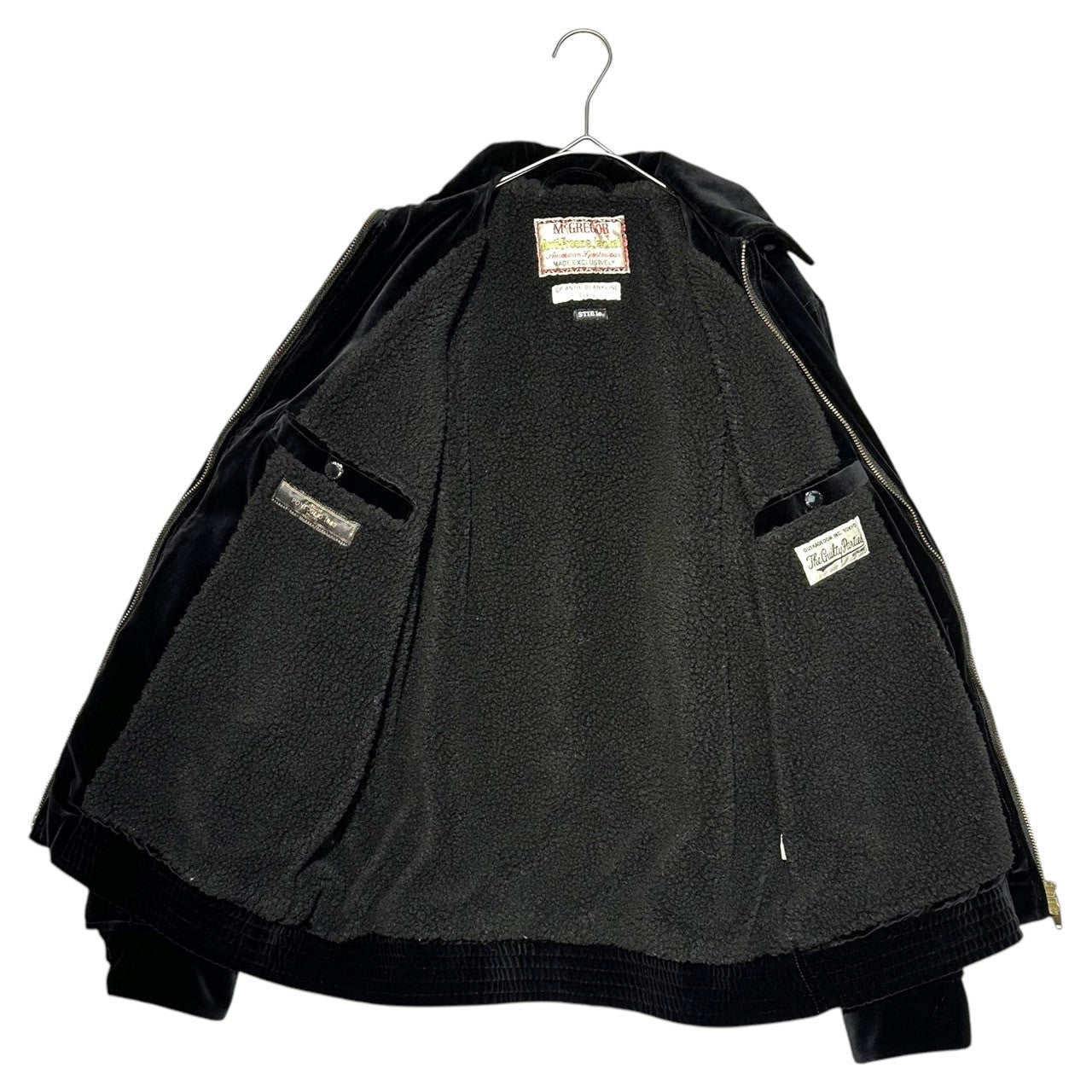 Mcgregor×WACKO MARIA(マックレガー×ワコマリア) VELVET ANTI FREEZE JACKET ベルベット アンチ フリーズ ジャケット 113110701 S ブラック ベロア 裏ボア ブルゾン コラボ