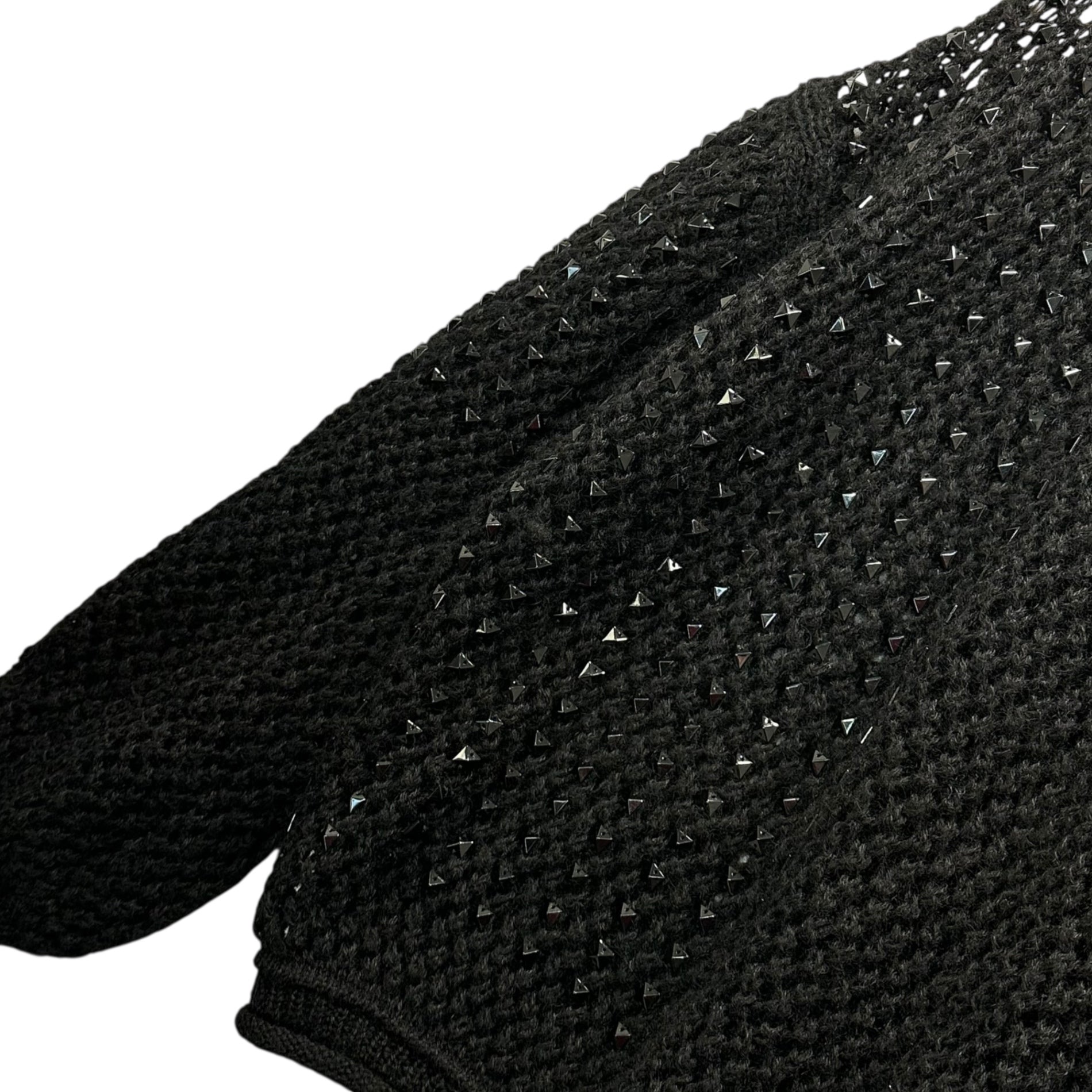 COMME des GARCONS JUNYA WATANABE(コムデギャルソンジュンヤワタナベ) Black Studs Low Gauge Crew Neck Knit ブラックスタッズ ローゲージ クルーネック ニット S ブラック