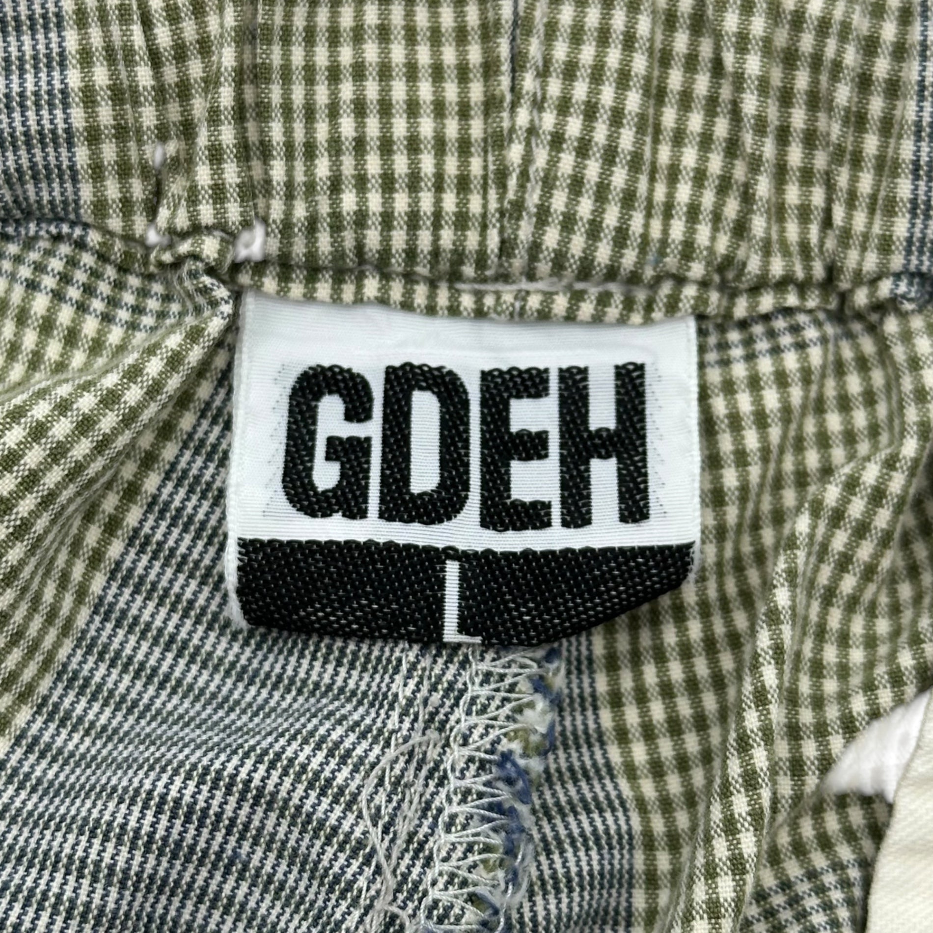 GOODENOUGH(グッドイナフ) 90~00's Cotton Check Half Pants コットン チェックハーフ パンツ M グレー×イエロー