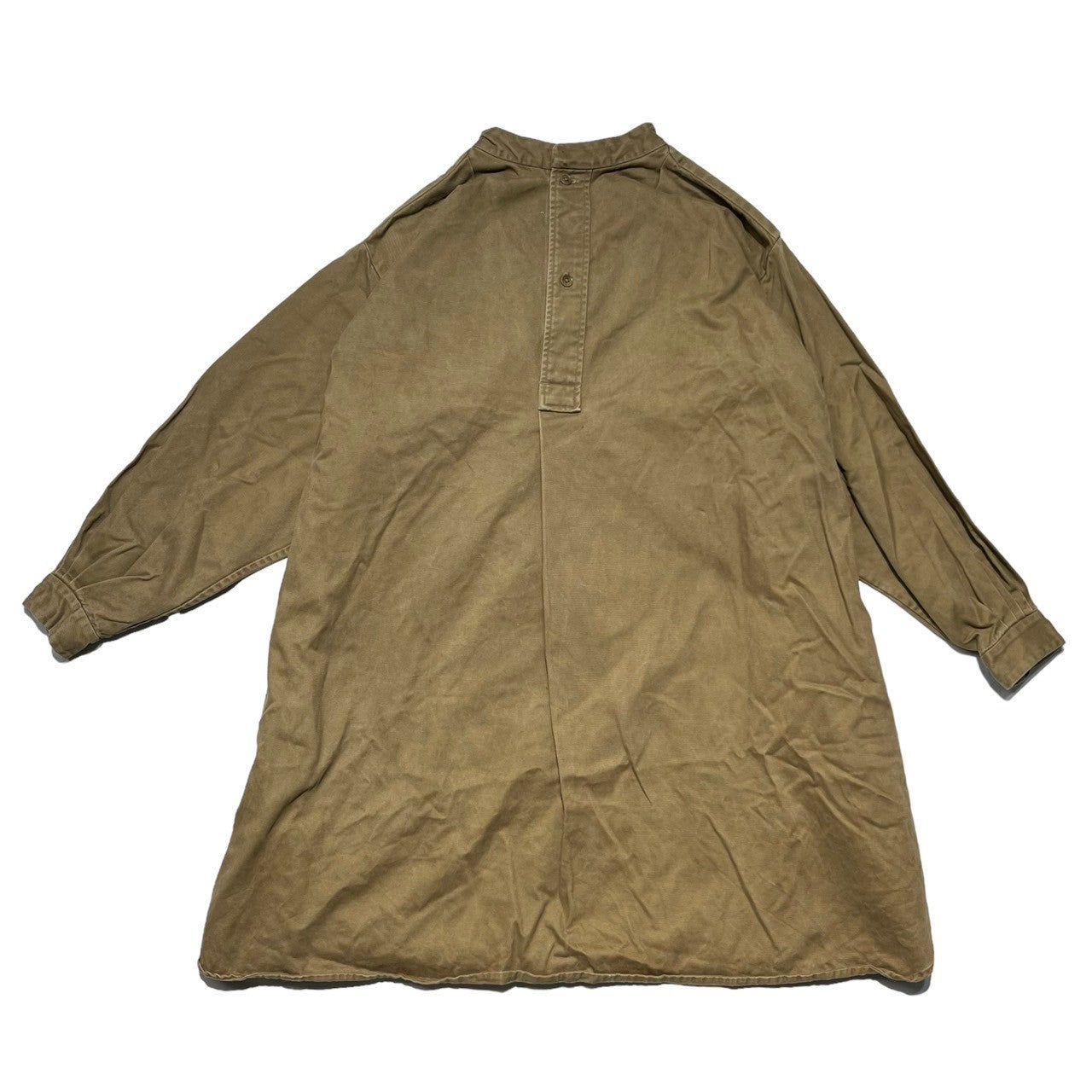 YAECA×HOBONICHI LDKWARE(ヤエカ×ほぼ日 エルディーケーウェア) スタンドカラー チュニック ワンピース ブラウス シャツ ギャザー コットン 020205 M カーキ