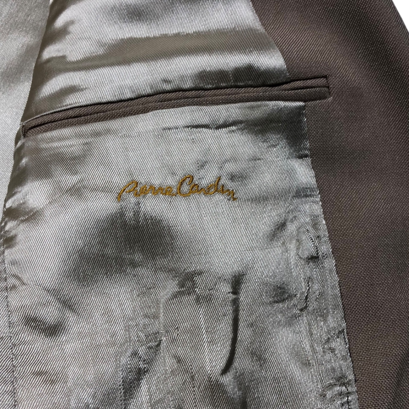 Pierre Cardin(ピエールカルダン) 70's gold button blazer setup suit 金ボタン ブレザー セットアップ スーツ 表記無し(M-L程度) ベージュ 70年代 ヴィンテージ テーラード ジャケット セミフレア スラックス パンツ 1970年8月製造