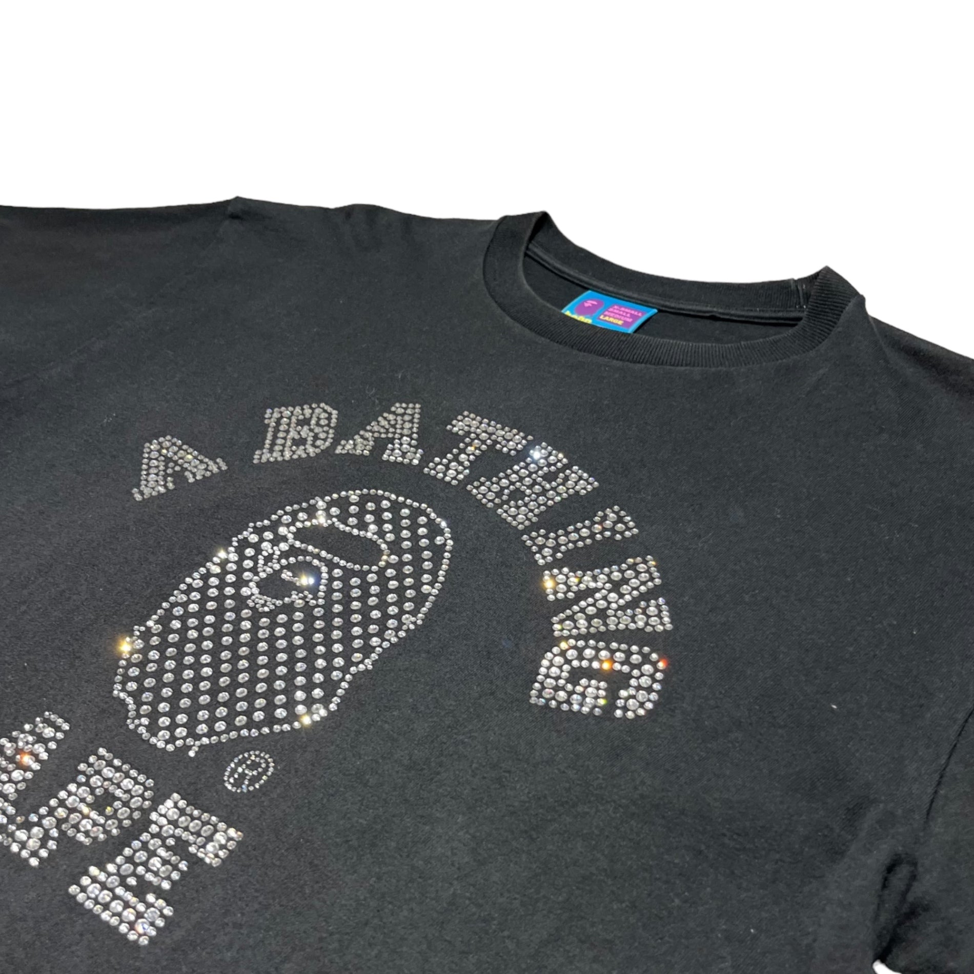 A BATHING APE(アベイシングエイプ) 00's All lightstone Monkey Logo T-Shirt ライトストーン モンキー ロゴ Tシャツ L ブラック Y2K