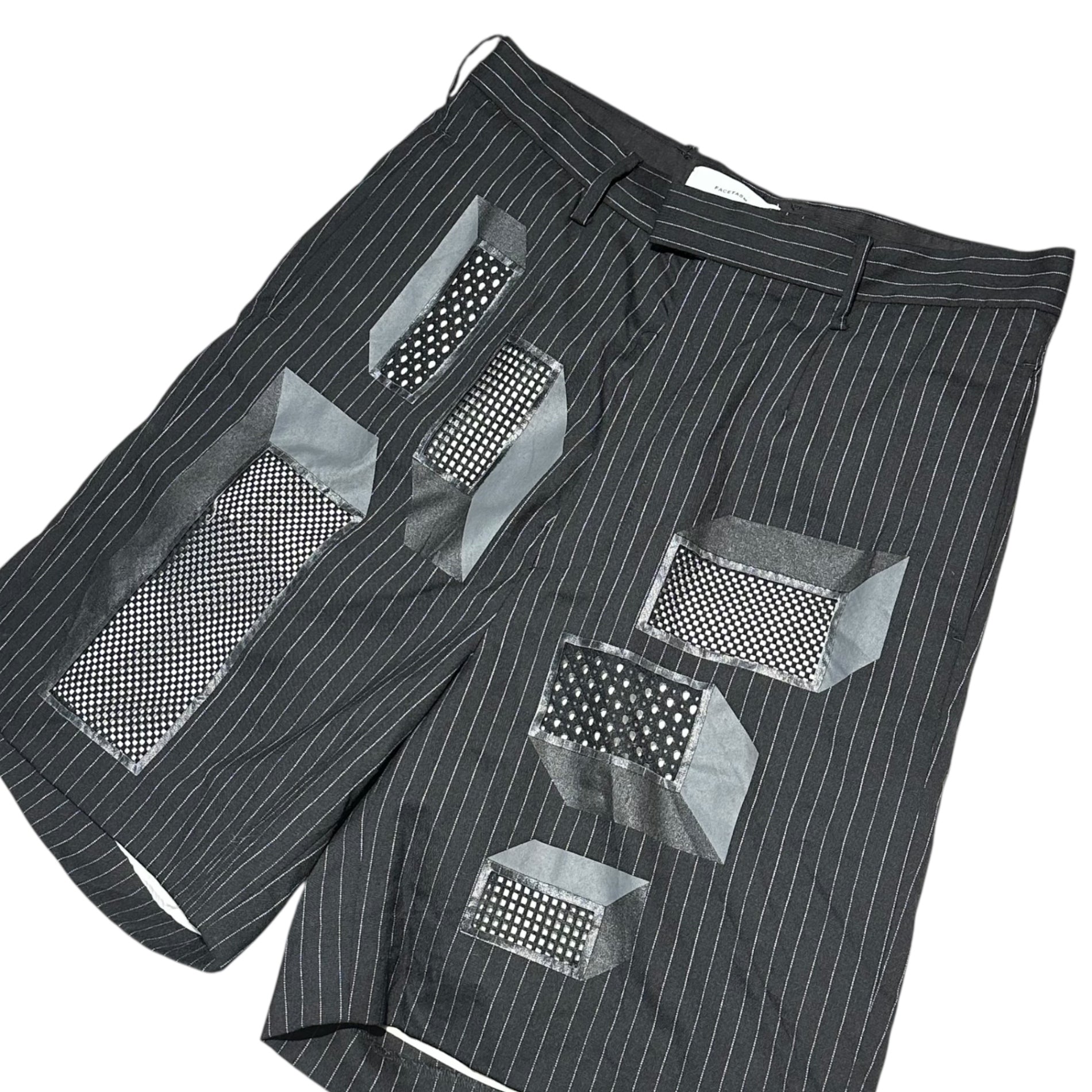 FACETASM(ファセッタズム) Mesh-Panel Stripe Baggy Shorts メッシュ切替加工 ストライプ バギー ショーツ ハーフ パンツ YA-PT-M05 4(M程度) ブラック