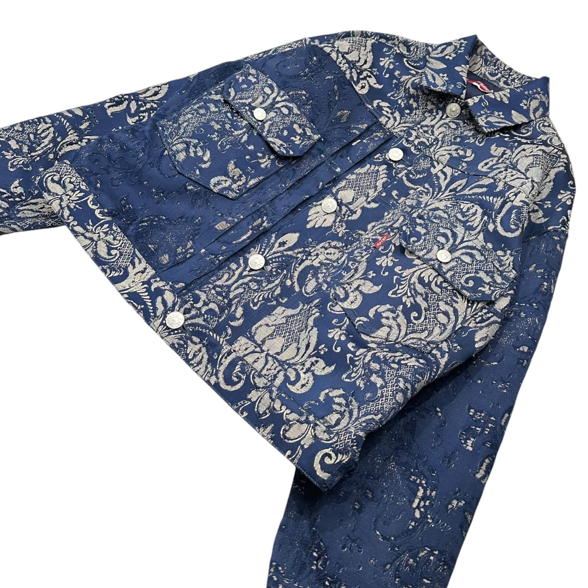 JUNYA WATANABE MAN×Levi's(ジュンヤワタナベマン×リーバイス) 26SS W-Name Ester Rayon Damask Jacket Wネーム エステル レーヨン ダマスク ジャケット WQ-J202 M ネイビー AD2025 コムデギャルソン コラボ