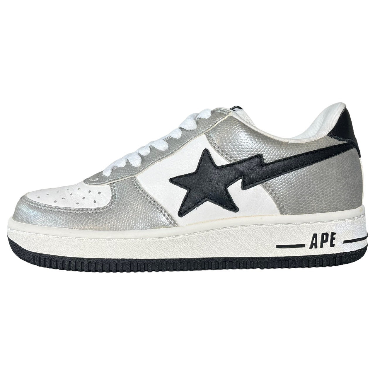 A BATHING APE(アベイシングエイプ) 00's BAPE STA!! ベイプ スタ 0607FS-001 24cm シルバー×ホワイト ローカット スニーカー Y2K