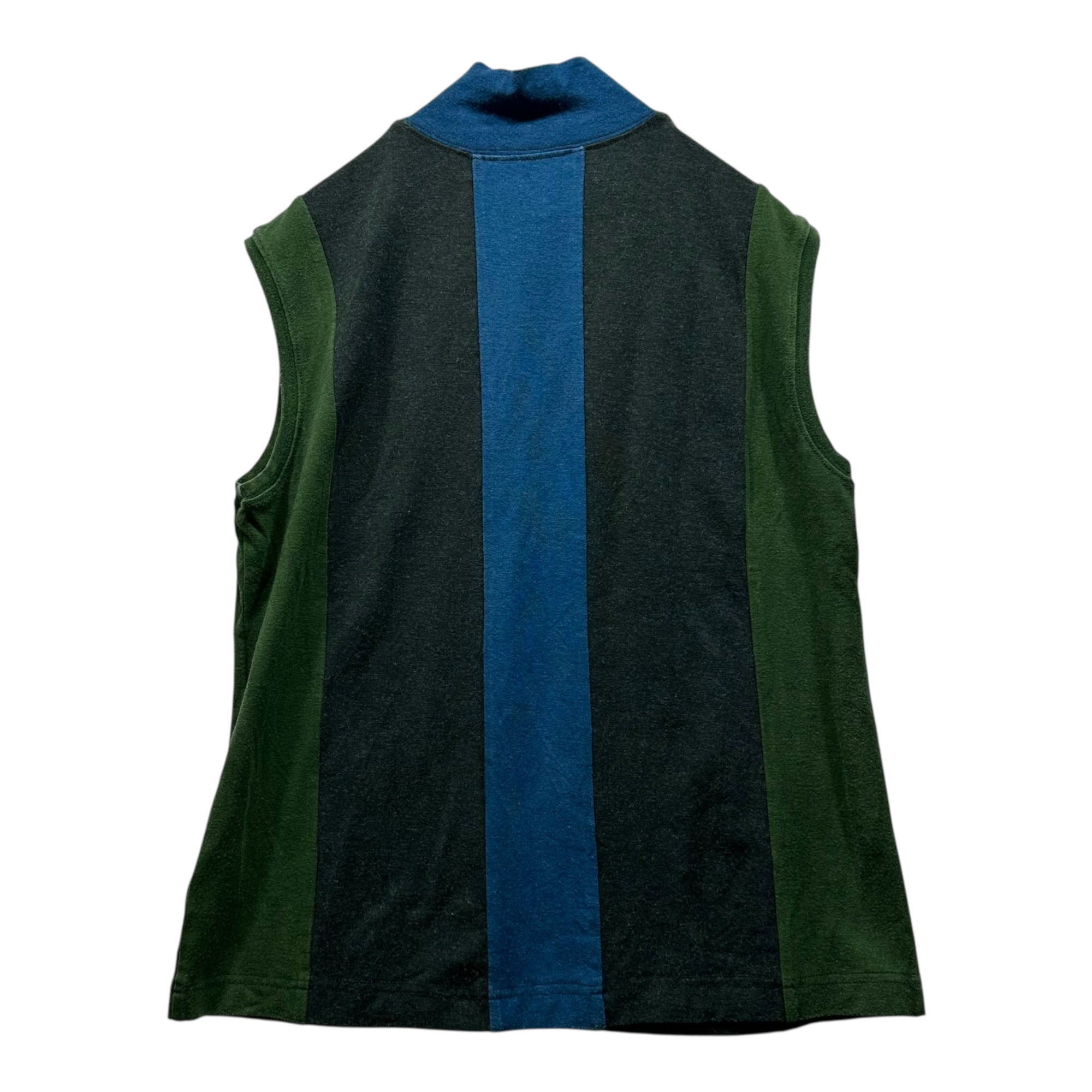 Haat(ハート) Mock Neck Striped Patchwork Sleeveless Top モックネック ストライプ パッチワーク ノースリーブ Tシャツ HA13JJ325 3 グレー×グリーン×ブルー