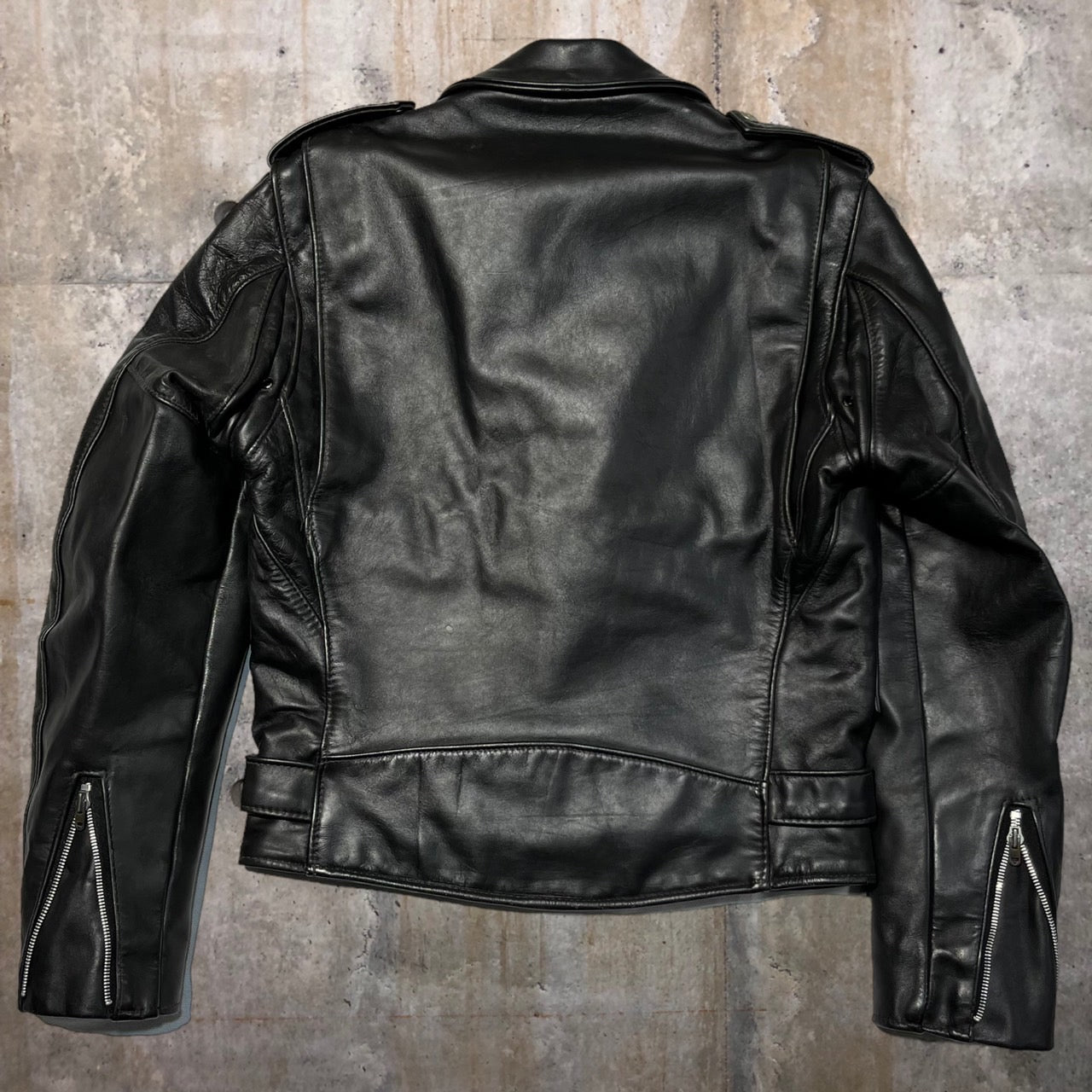 SCHOTT(ショット)希少モデル 80~90's double leather jacket/ダブルレザージャケット lot 1025 36(Sサイズ程度) ブラック バイカータグ後期 ライダースジャケット