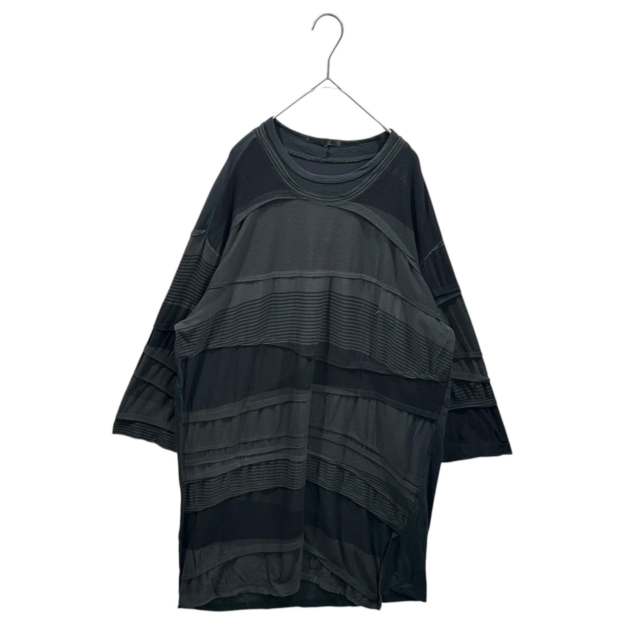 The Viridi-anne(ザヴィリディアン) 18SS Tenzoku Layered Tuck Striped T-Shirt 天竺 レイヤード タック ボーダー Tシャツ VI-2878-01 3 ブラック×グレー