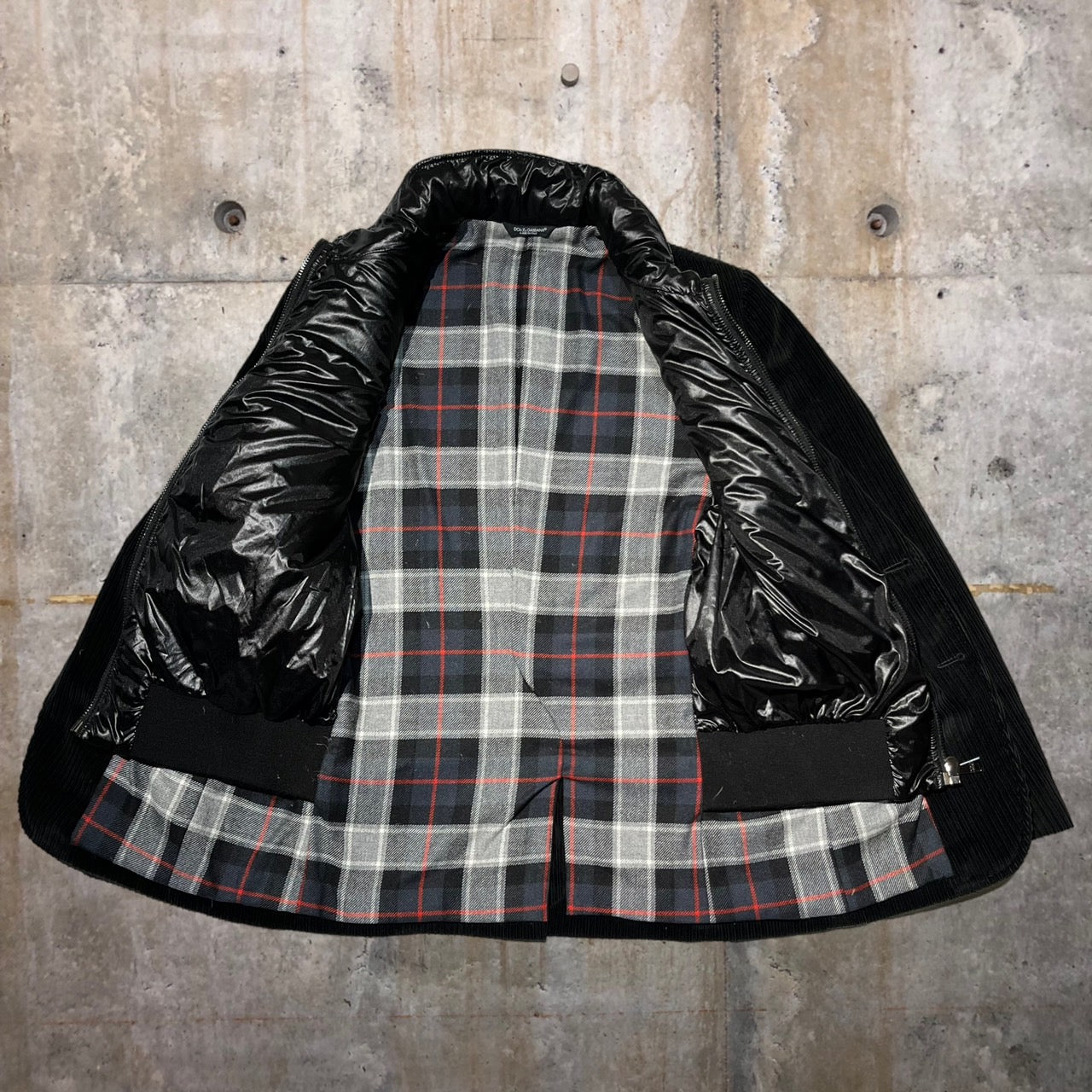 DOLCE&GABBANA(ドルチェ&ガッバーナ ドルガバ) レイヤードコーデュロイジャケット/テーラードジャケット 表記なし(Lサイズ程度) ブラック ドルチェアンドガッバーナ