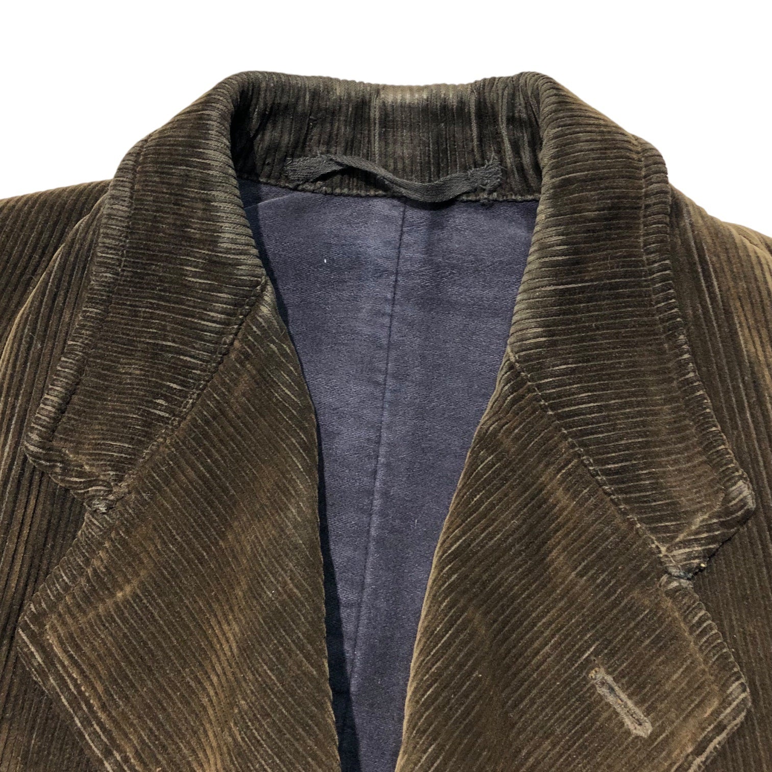 Euro vintage(ヨーロッパヴィンテージ) 50's Thick ribbed corduroy Lined black moleskin jacket 太畝コーデュロイ 裏地 ブラックモールスキン ジャケット 表記なし(XL程度) ブラウン プラスチックボタン ヴィンテージ ユーロ ワーク
