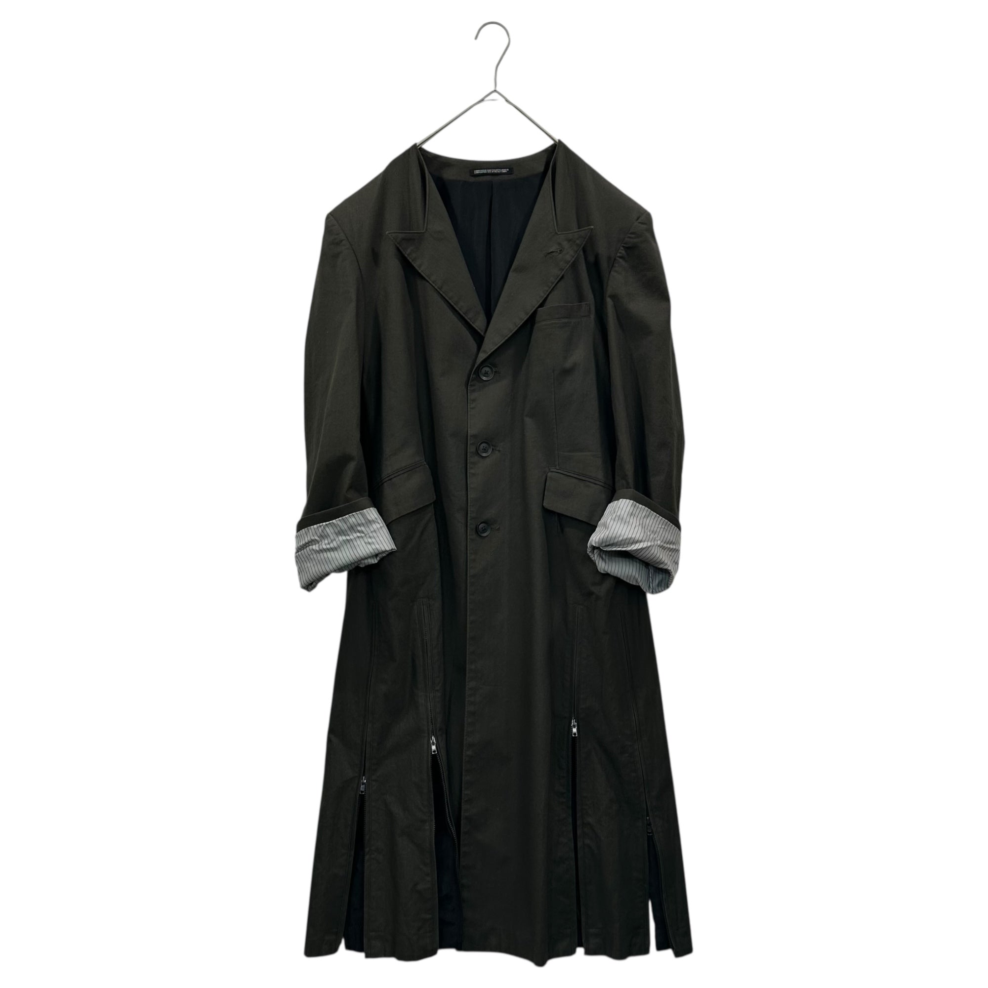 YOHJI YAMAMOTO POUR HOMME(ヨウジヤマモトプールオム) 20SS Yuka Asakura Back-Print Multi-Zip Long Jacket 朝倉優佳 バックプリント 多ジップ ロング ジャケット コート HN-J55-018 2(M程度) ブラック 2020SSコレクション LOOK4