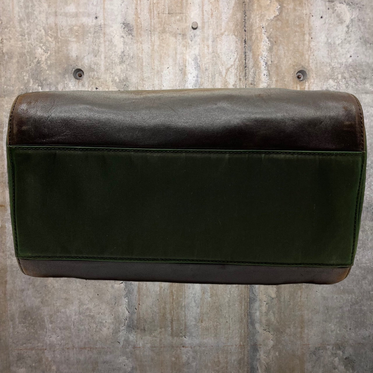 PRADA(プラダ) レザーナイロン切替2Wayショルダーバッグ ブラウン×オリーブ 製造番号:50