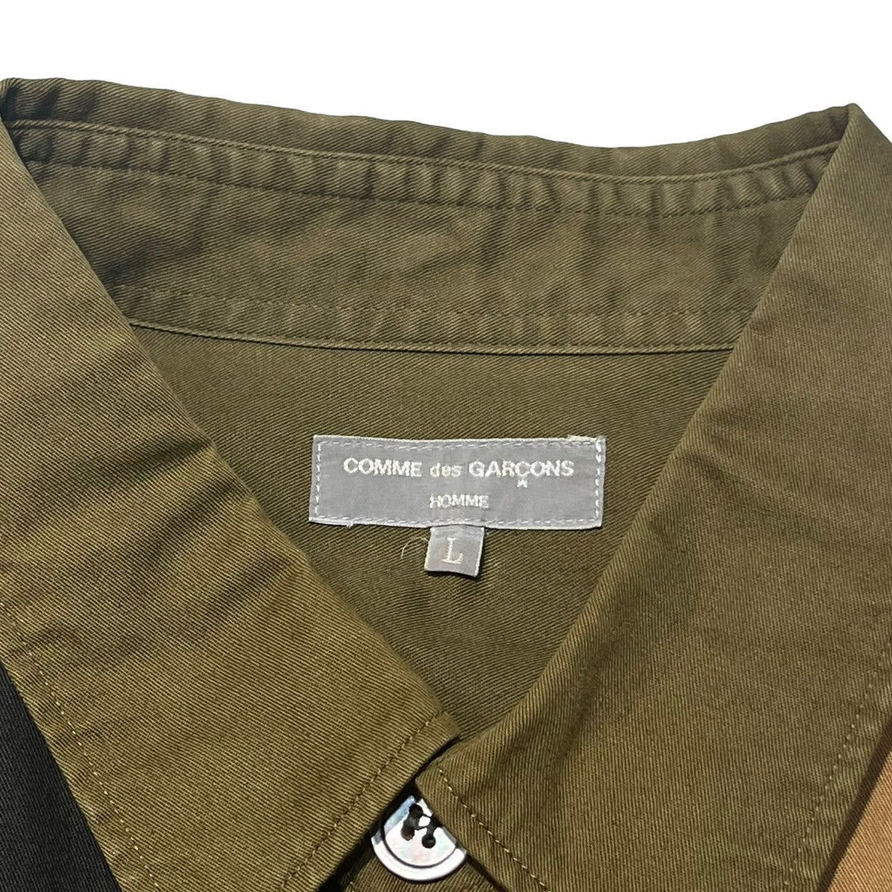 COMME des GARCONS HOMME(コムデギャルソンオム) 03AW multi patchwork shirt マルチ パッチワーク シャツ HK-B041 L カーキ AD2003 田中オム