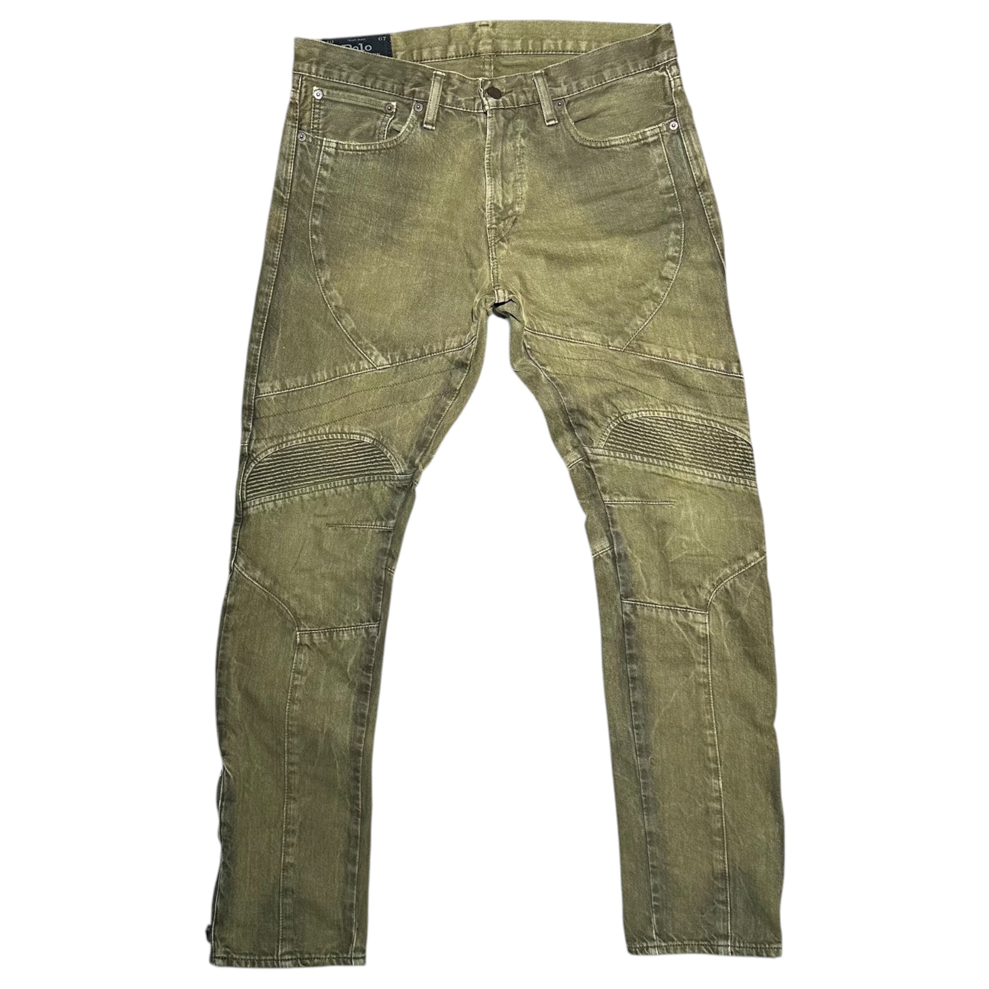 POLO RALPH LAUREN(ポロラルフローレン) Hem Zip Biker Denim Pants 裾 ジップ バイカー デニム パンツ 710562583003 W32 カーキ
