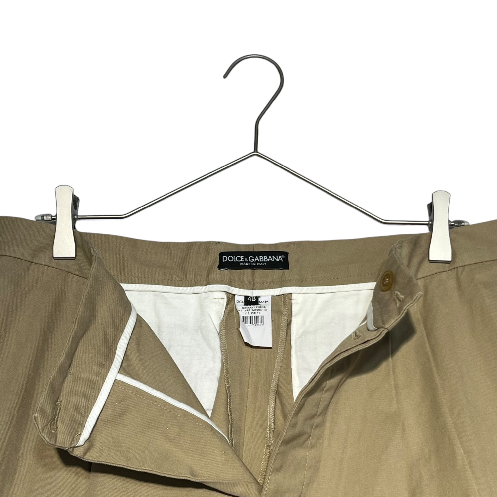DOLCE&GABBANA(ドルチェ&ガッバーナドルガバ) 2 tuck chino trousers 2タック チノ トラウザー パンツ G34TAX FU6KA 48(L程度) ベージュ