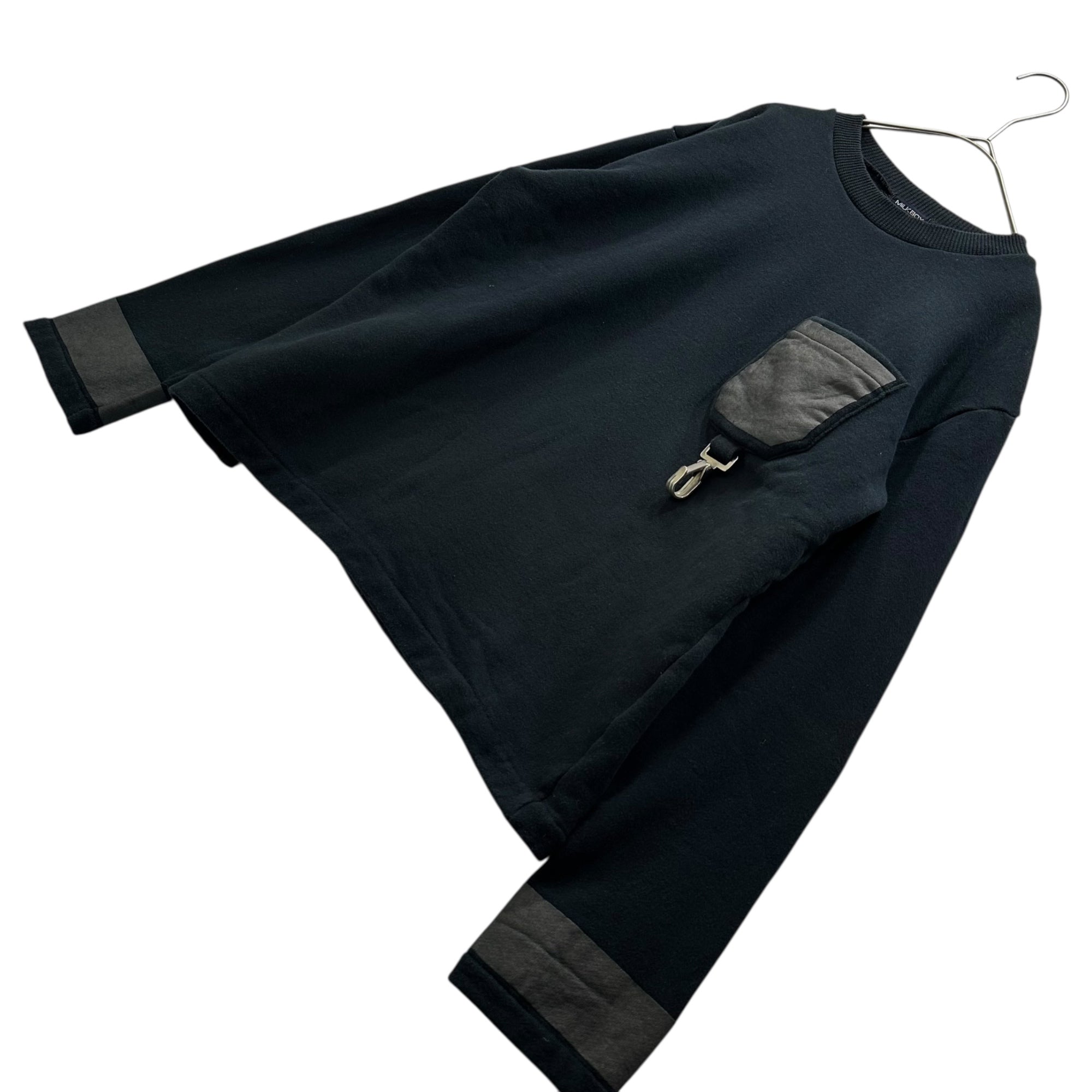 MILKBOY(ミルクボーイ) 70~80's Carabiner Pocket Crewneck Sweatshirt 70~80年代 カラビナ ポケット ポケット クルーネック スウェット FREE ブラック アーカイブ