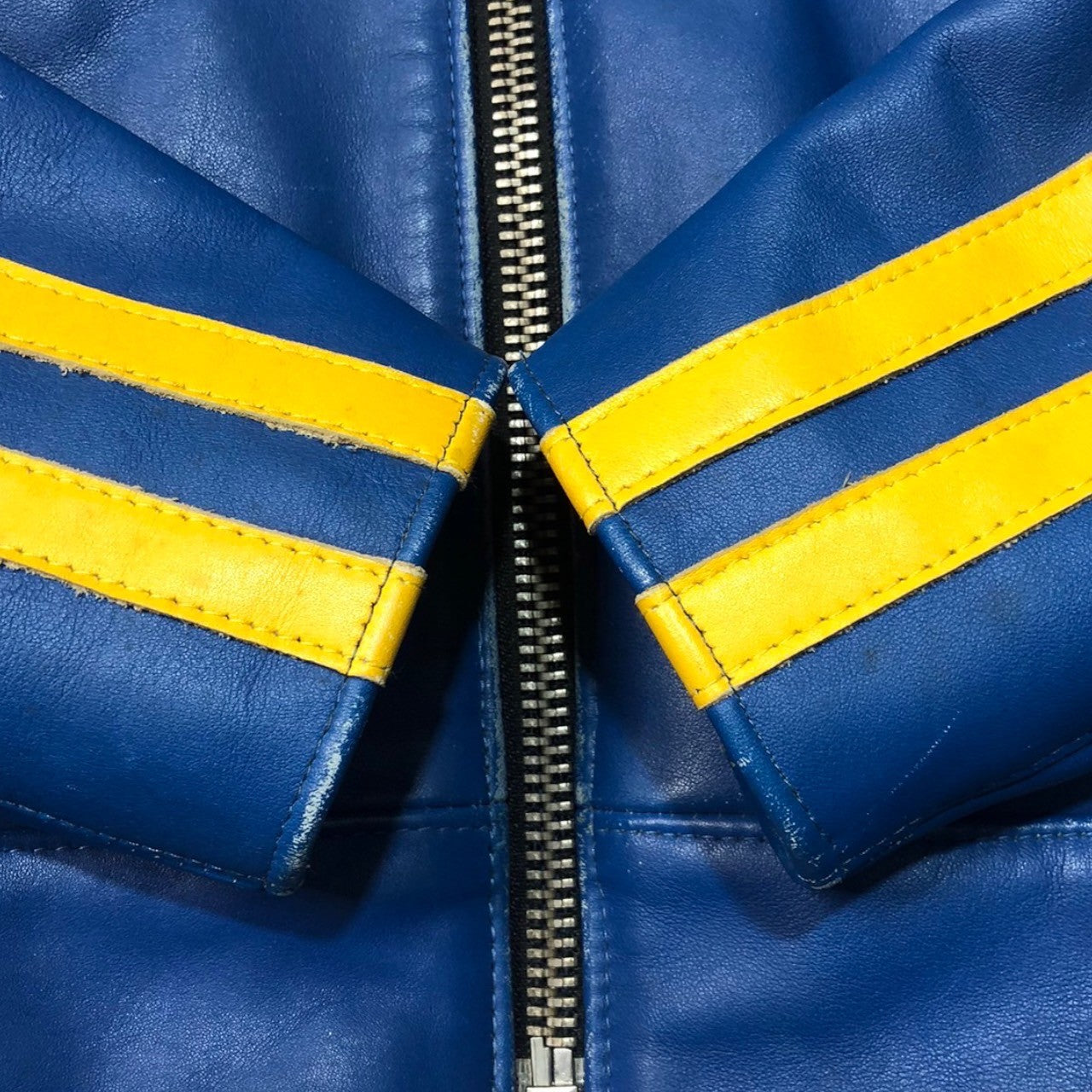 LEWIS Leathers(ルイスレザー) Twin stripes Super Sportsman ツイン ストライプス スーパー スポーツマン ライダース ジャケット レザー SIZE 38(S~M程度) ブルー×イエロー