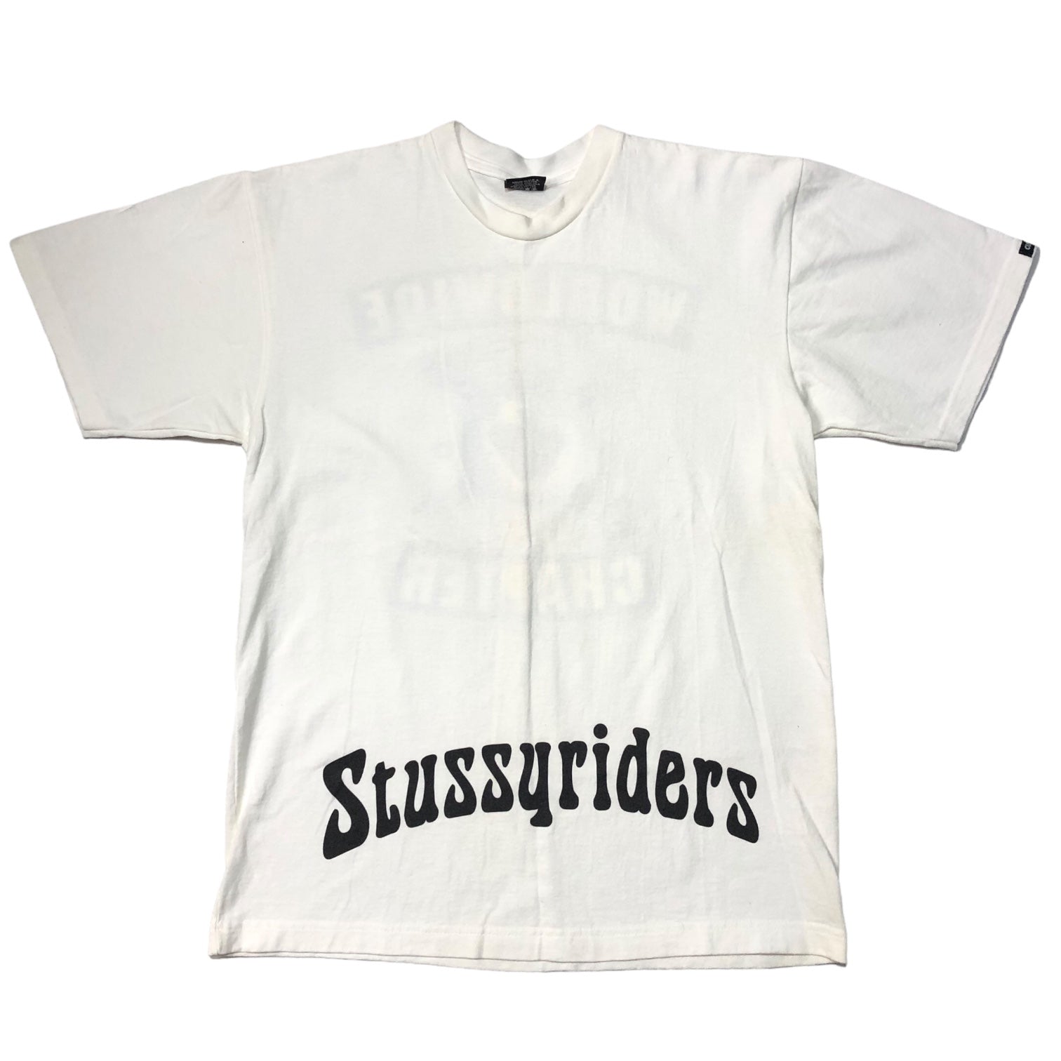STUSSY(ステューシー) 00's CUSTOMADE riders skull Tシャツ ライダース スカル SIZE FREE ホワイト 逆さクロスボーンスカル OLD STUSSY