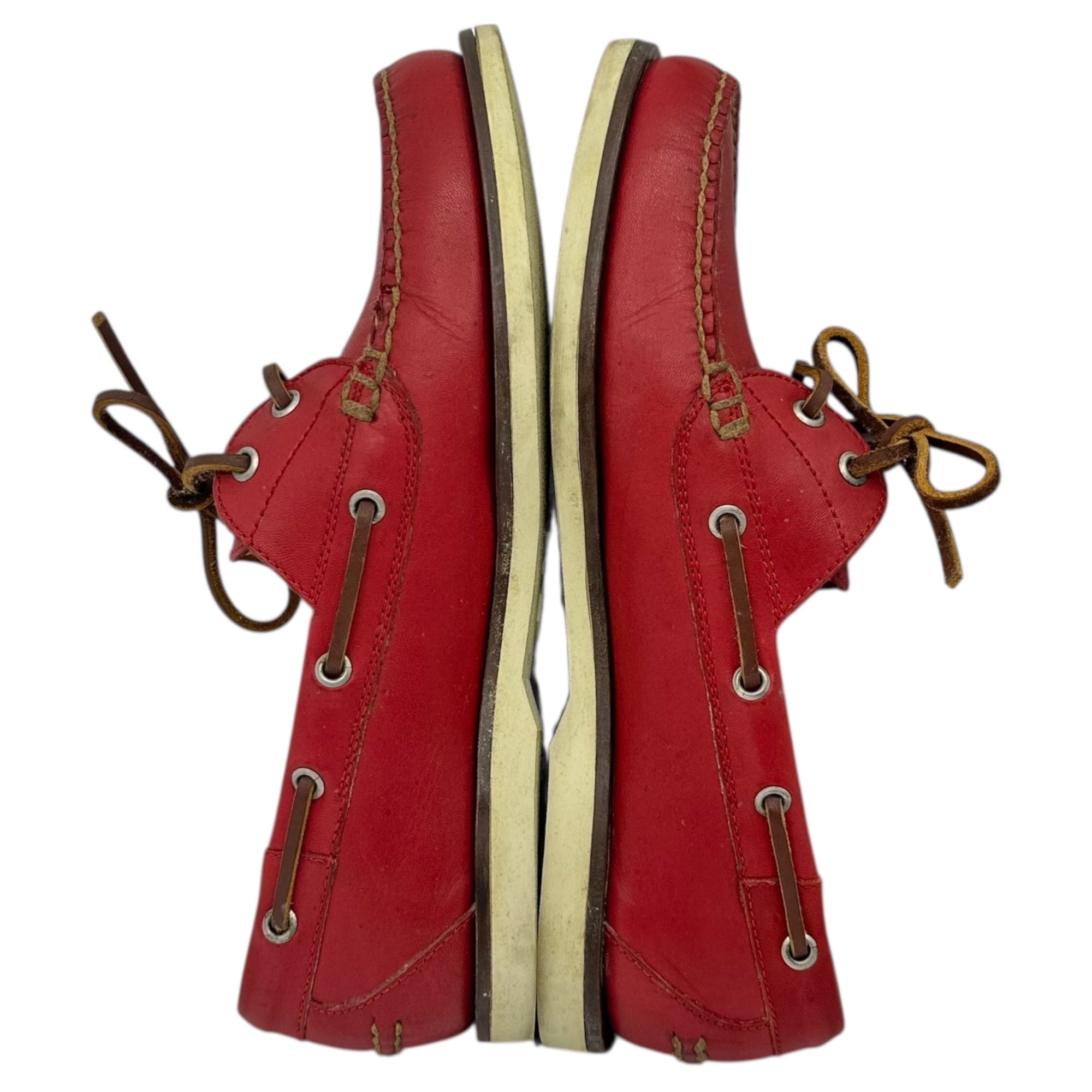 POLO RALPH LAUREN(ポロラルフローレン) Pony Logo Leather Deck Shoes ポニー ロゴ レザー デッキ シューズ 8EE(26cm程度) レッド