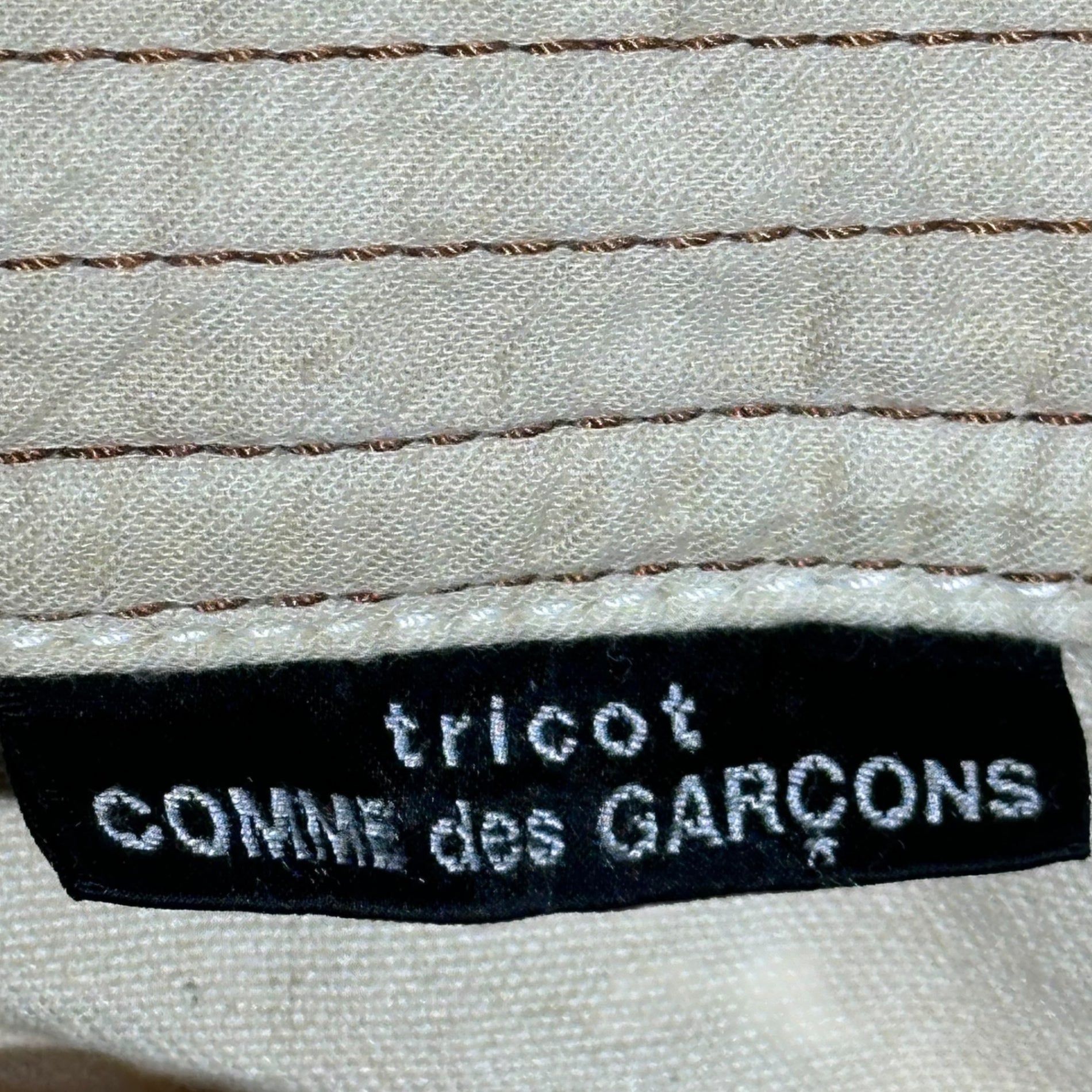 tricot COMME des GARCONS(トリココムデギャルソン) 05SS Brown Stitch Canvas Hand Tote Bag ブラウンステッチ キャンバス ハンド トートバッグ TO-K205 アイボリー×ブラウン