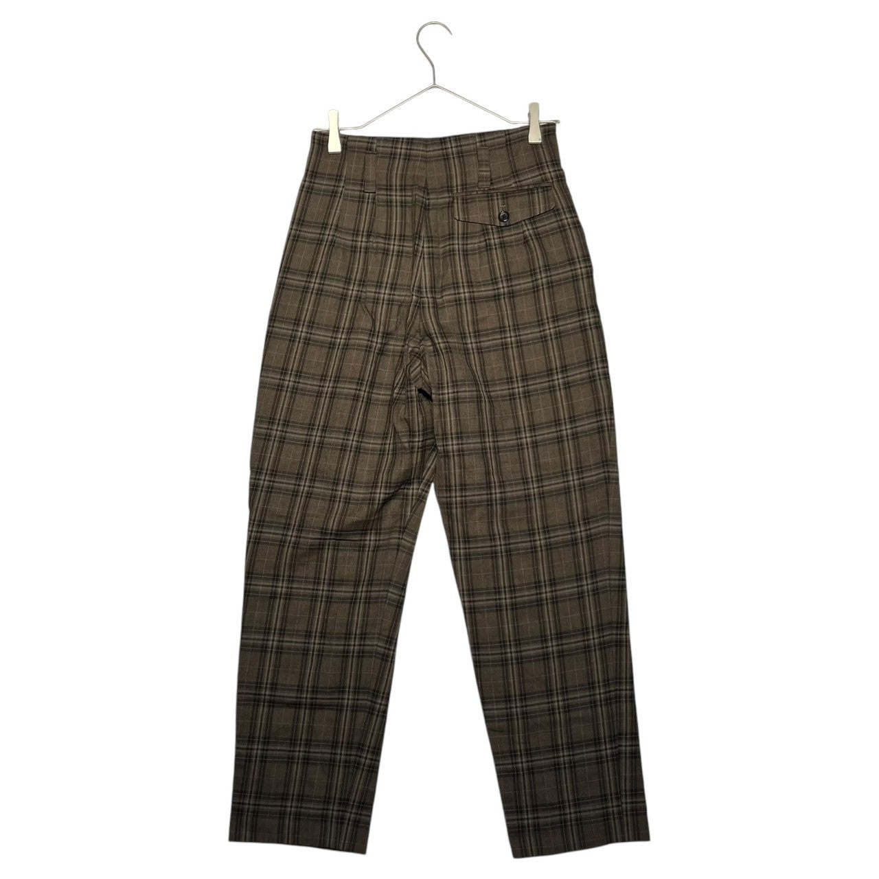 MARGARET HOWELL(マーガレットハウエル) 21AW TONAL CHECK WOOL SLACKS トーンチェック ウール スラックス 578-1243003 1(S) ブラウン 参考定価57,200円(税込)