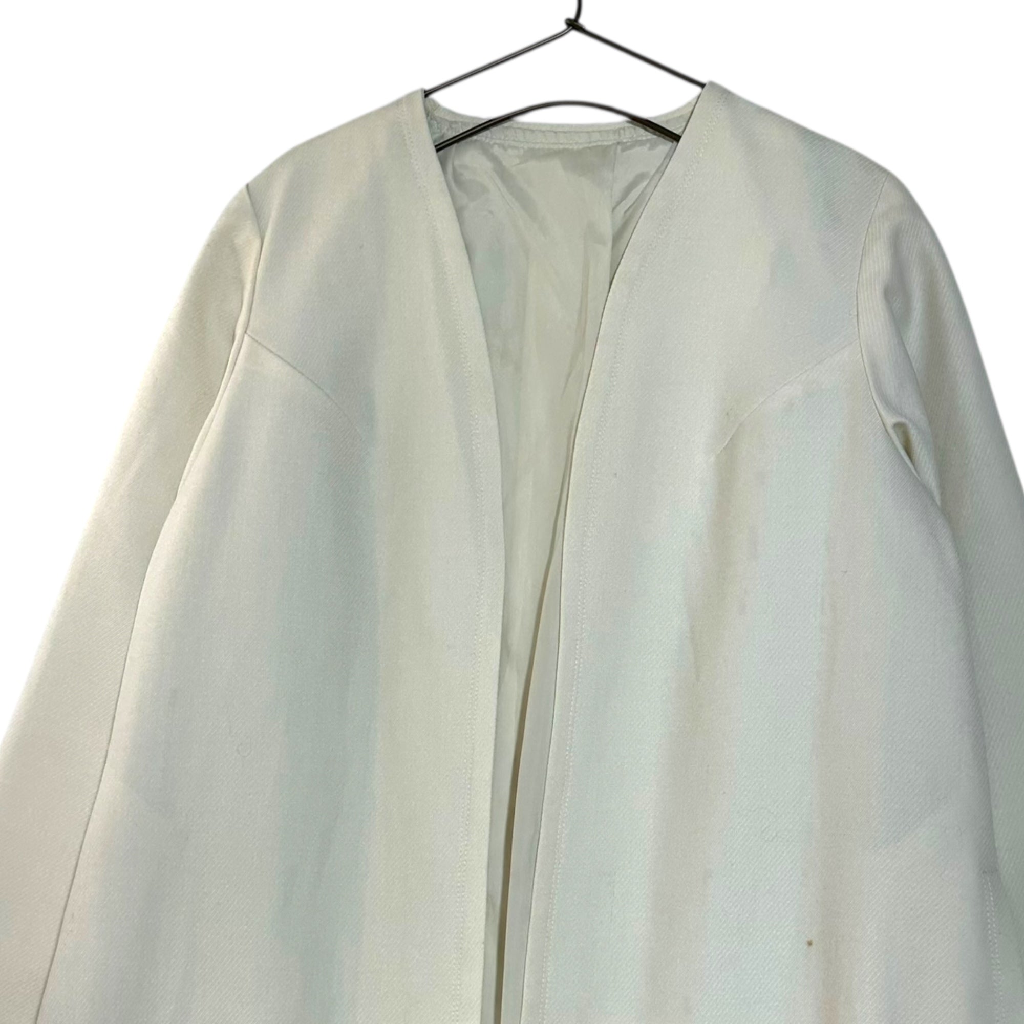 Euro vintage(ヨーロッパヴィンテージ) 70's~ Style_collarless long coat ノーカラーロングコート 表記無し(Mサイズ程度) ホワイト / フロントに小シミ有