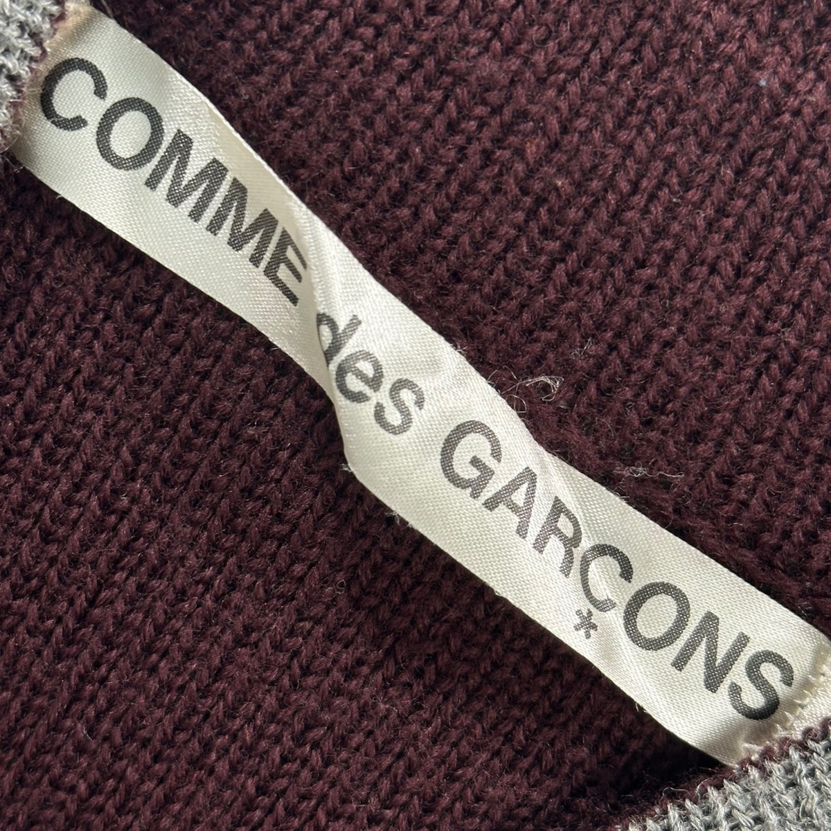 COMME des GARCONS(コムデギャルソン) 1998AW Inside-Out Linen-Blend Bottleneck Knit インサイドアウト リネン混 ボトルネック ニット GN-040060 FREE グレー×ワインレッド AD1998