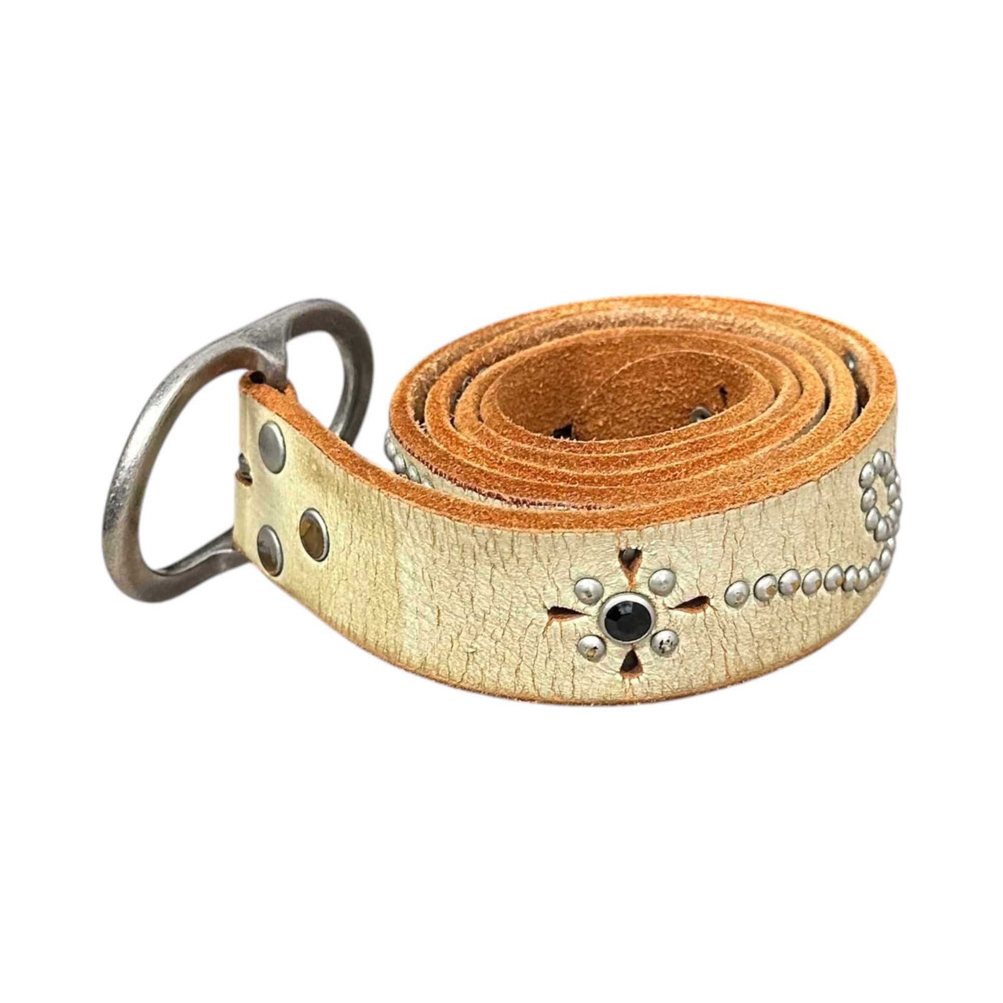 Hawk company(ホークカンパニー) Studded Leather Belt スタッズ レザー ベルト L ホワイト