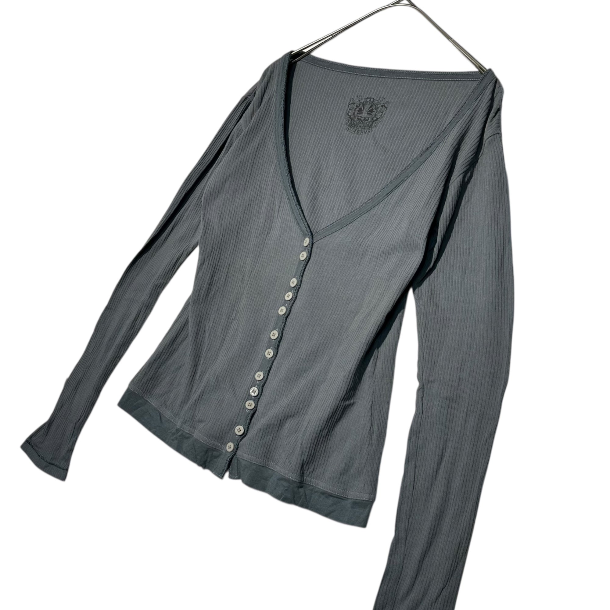 MARITHE FRANCOIS GIRBAUD(マリテフランソワジルボー) 00's V-neck Ribbed Cardigan Vネック リブ カーディガン F5-6736 S グレー Y2K