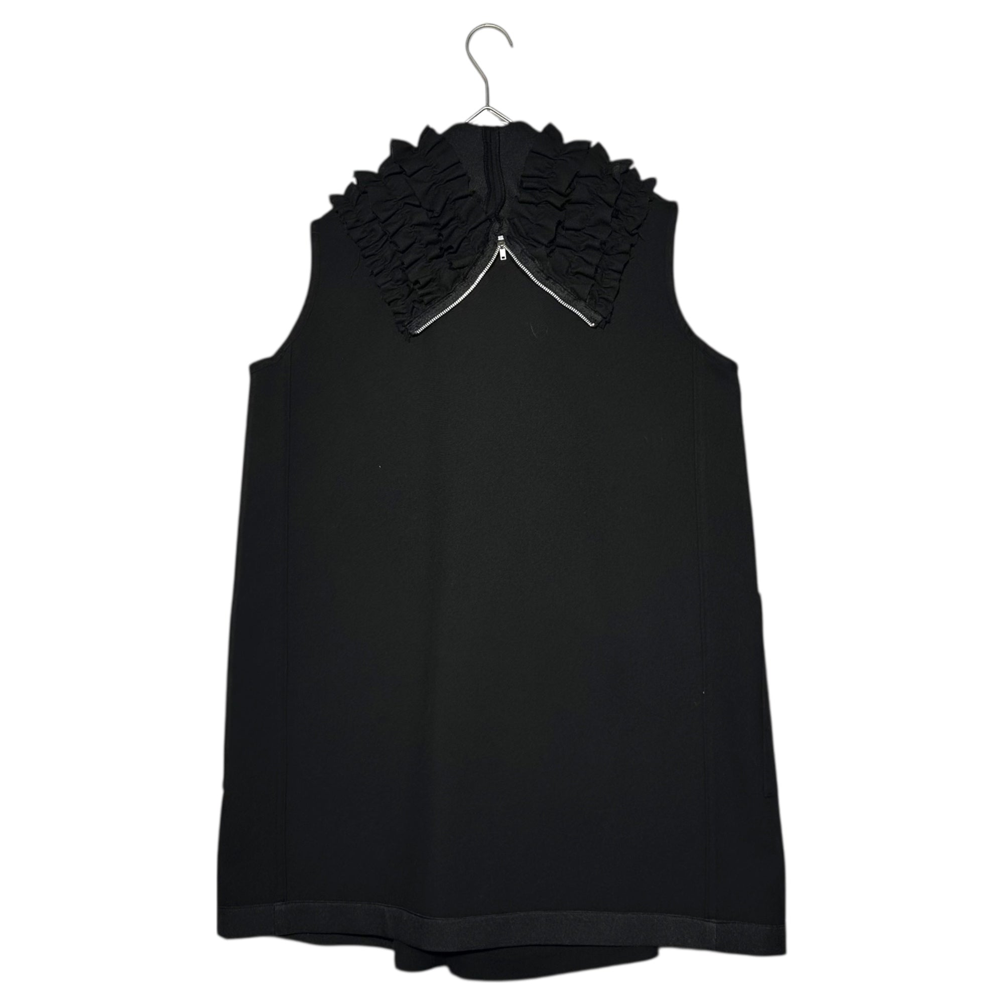 tricot COMME des GARCONS(トリココムデギャルソン) 19AW Sleeveless Ruffled Coat スリーブレス フリル コート TD-V004 M ブラック AD2019